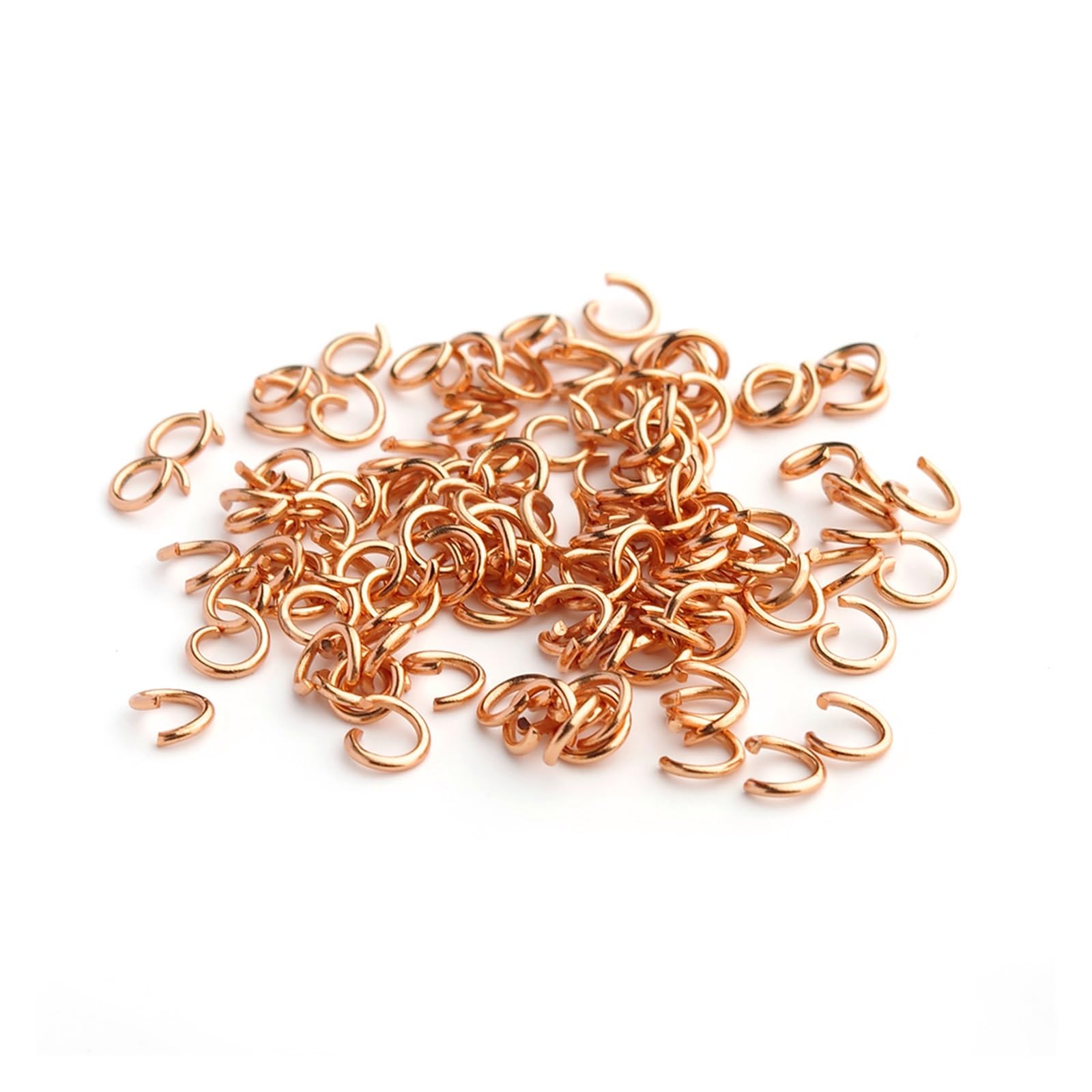 Pierścienie ze stali nierdzewnej, 3-8 mm, otwarte kółka ze stali nierdzewnej, różowe złoto, 100 szt., srebrne (0,6 x 4 mm)