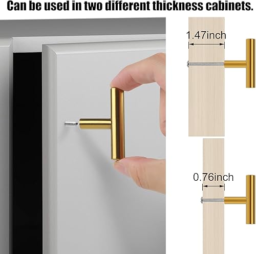 Romeda 18 Piece Drawer Hardware - Black 30mm Cabinet Knobs & Pulls for Dressers & Kitchens with Screw(T-type Gold)