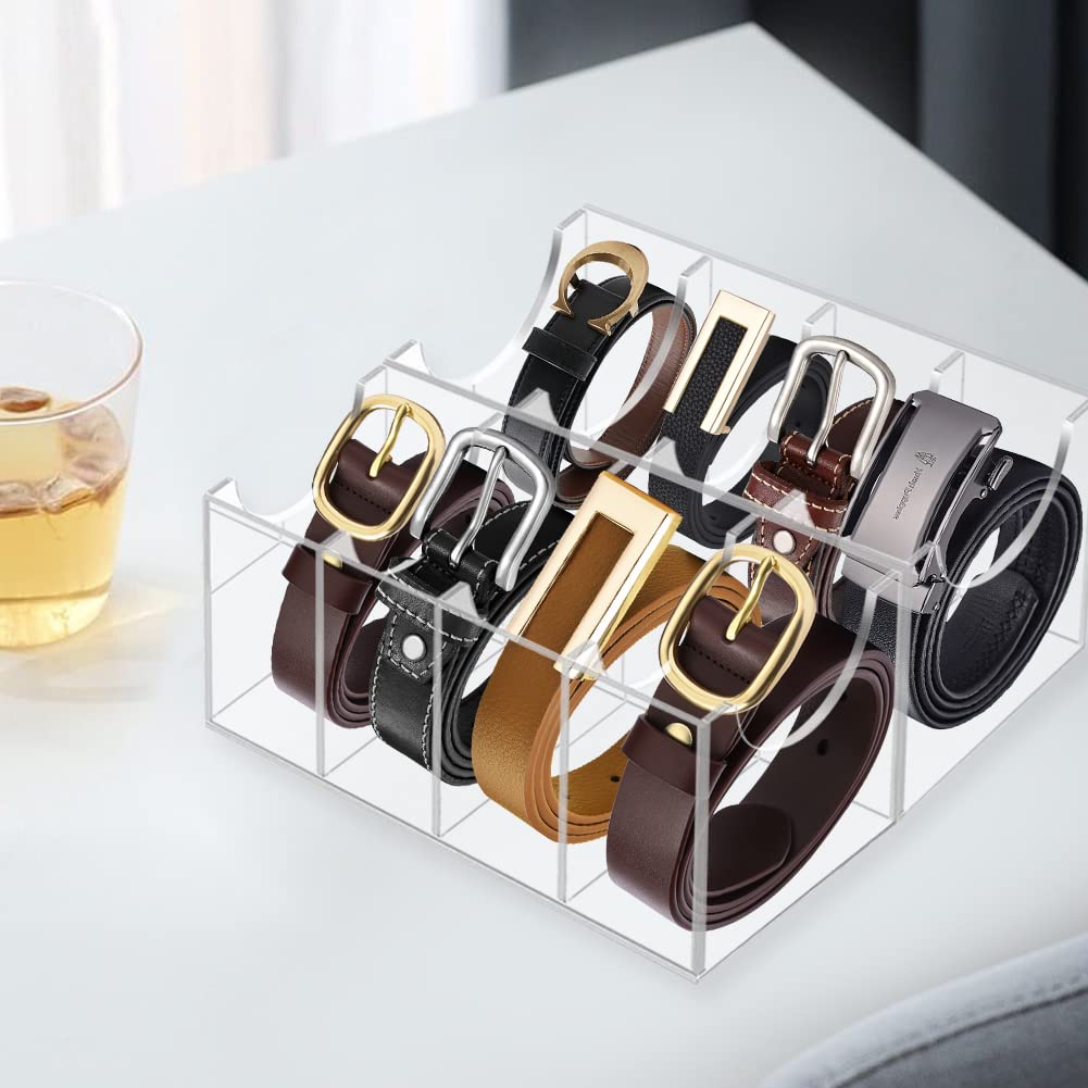 Organizer per cintura in acrilico a 8 scomparti, trasparente, per cravatte, papillon, orologi, gioielli, bracciali, anelli