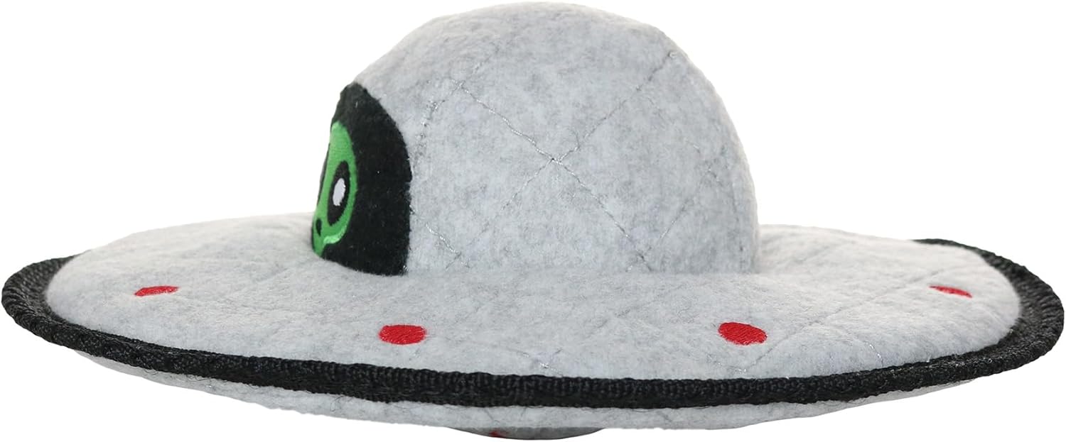 TUFFY® - World's Tuffest Soft Dog Toy - Alien - Multiple Layers. Made Durable, Strong & Tough. Interactive Play (Tug, Toss & Fetch). Machine Washable & Floats. (UFO, Large 2 Pack)