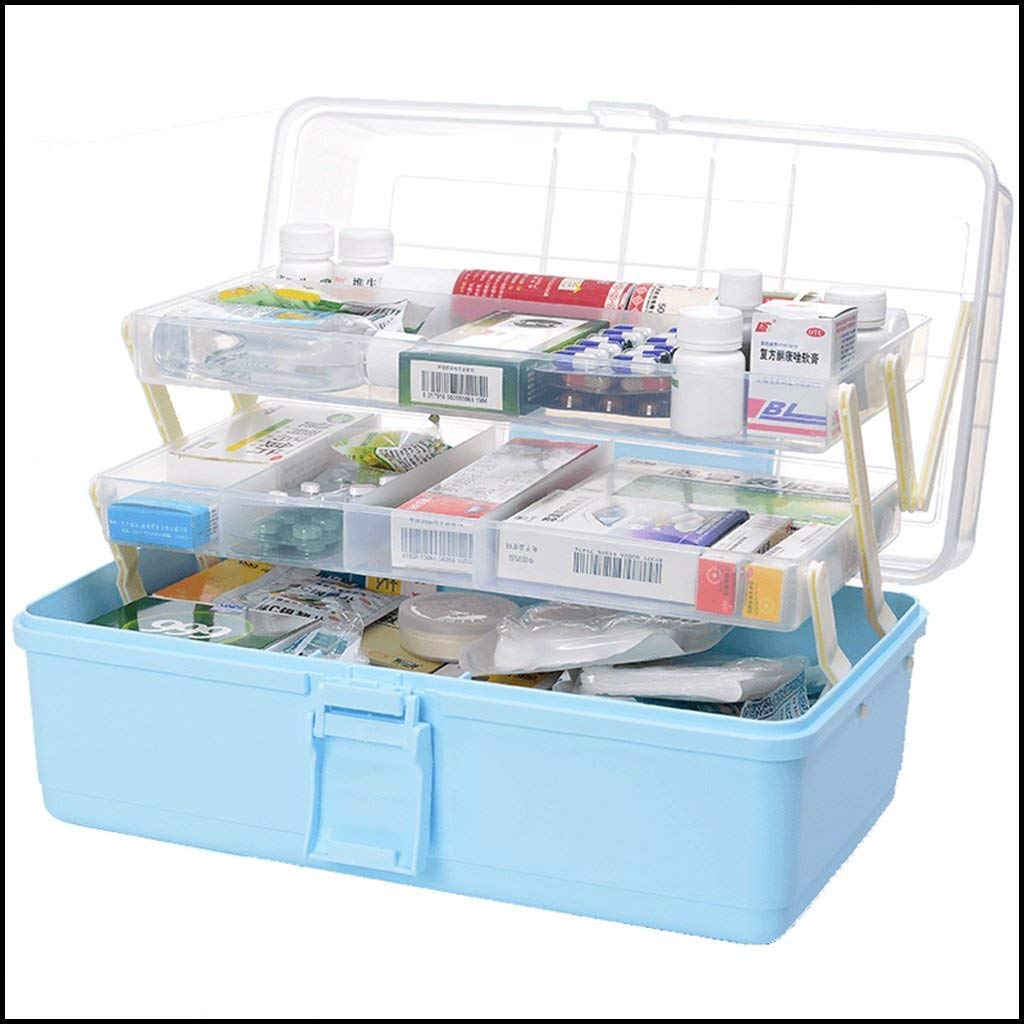 Pujan MAll 3 Layer Plastic Storage Box/Tool Box/Sewing Box Organizer, Multipurpose Organizer and Portable Handled Storage Case for Art Craft and Cosmetic, Medicine Box, Family First Aid Box