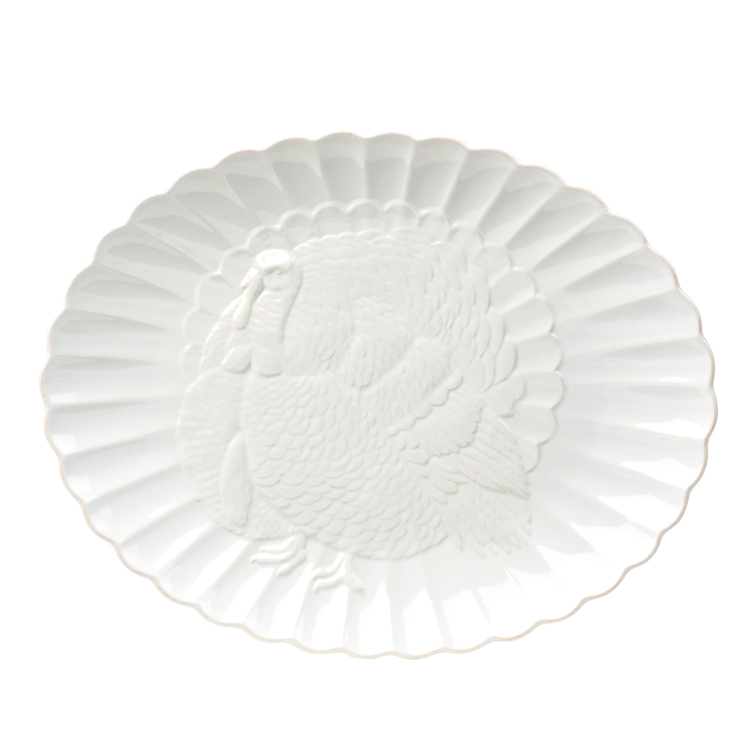 Lenox French Perle White 18in Large Serving Platter Carved Turkey Stoneware