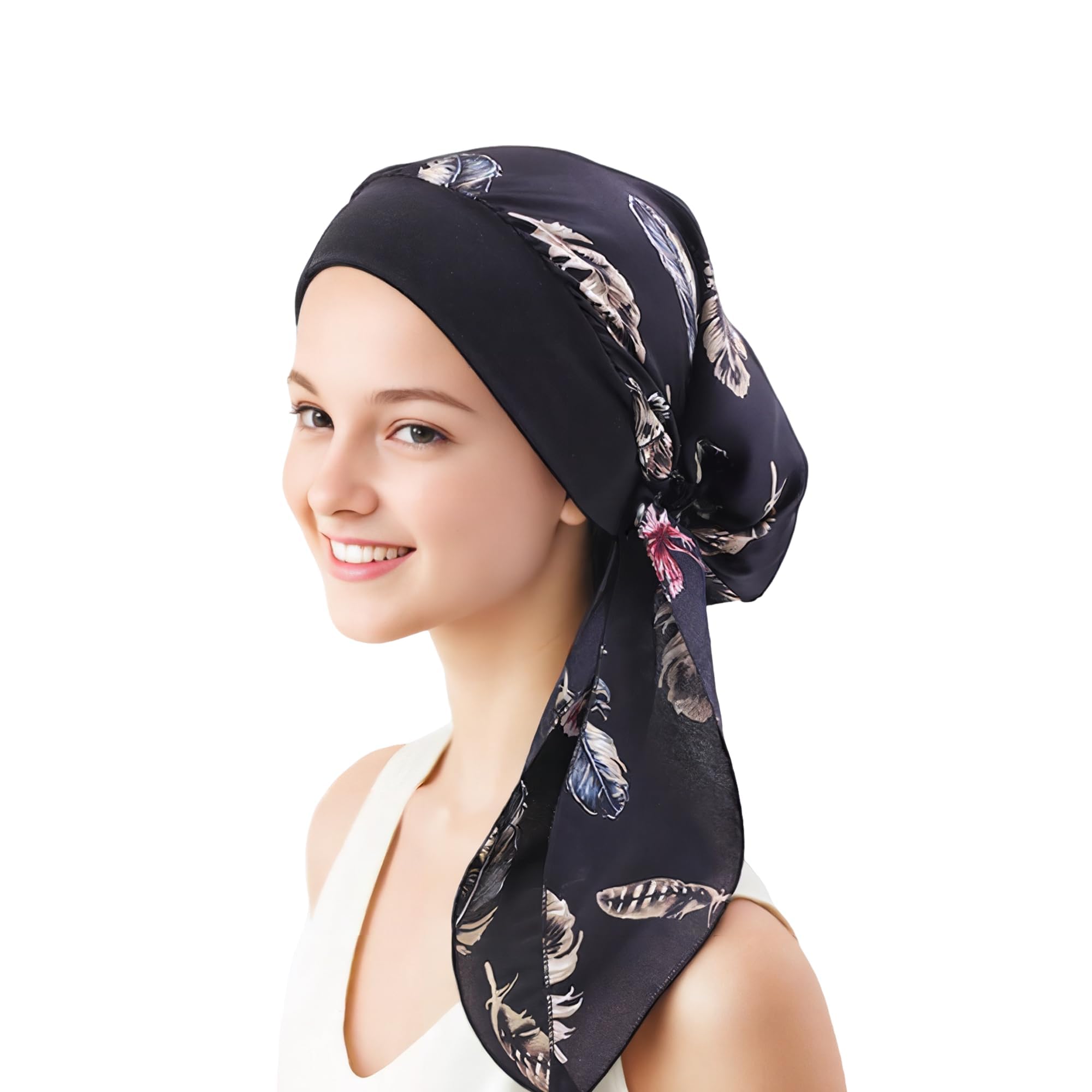 Zywq Women's Black Chemo Headwear Turbans For Cancer Head Scarf, Headwear Coverings Caps, Head Wraps For Cancer Patients