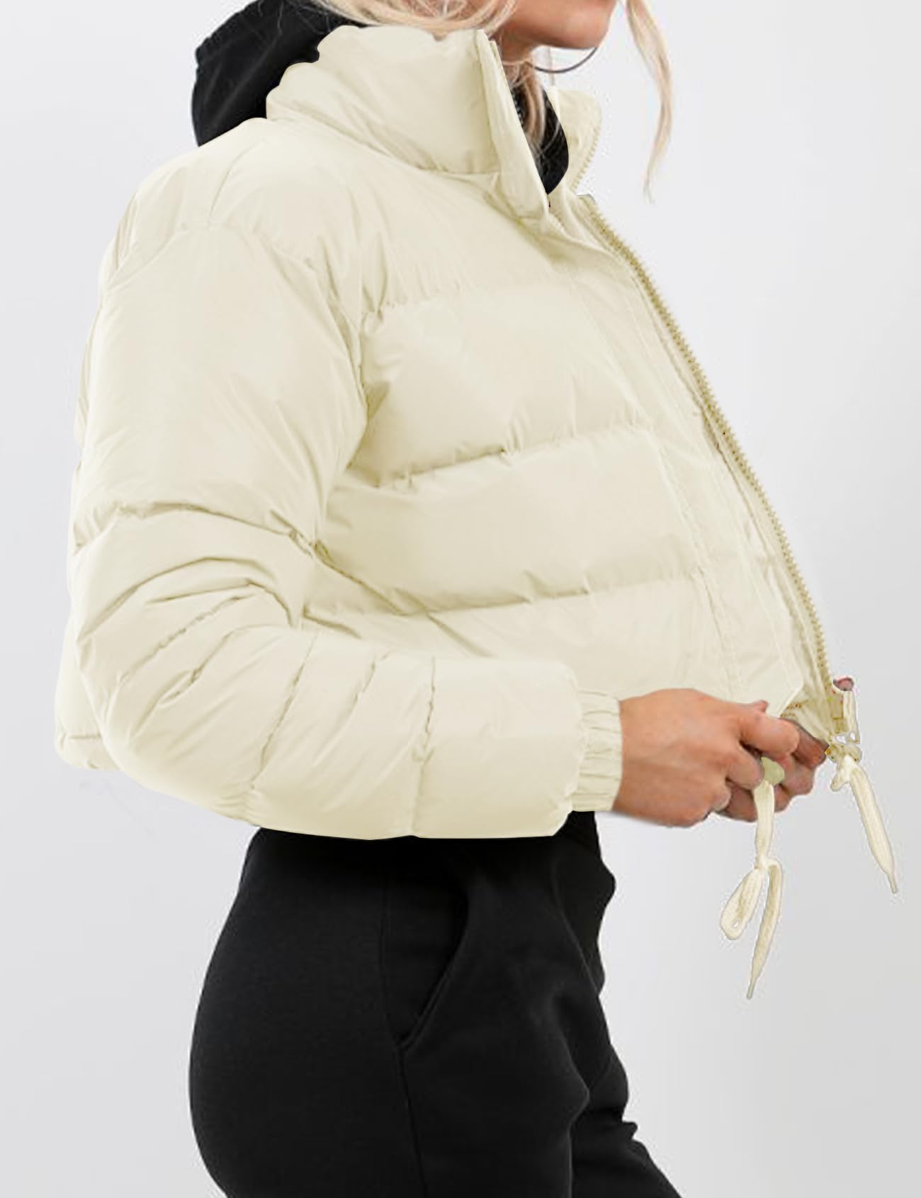 Gihuo Women' s Cropped Quilted Puffer Jacket Outerwear Coats