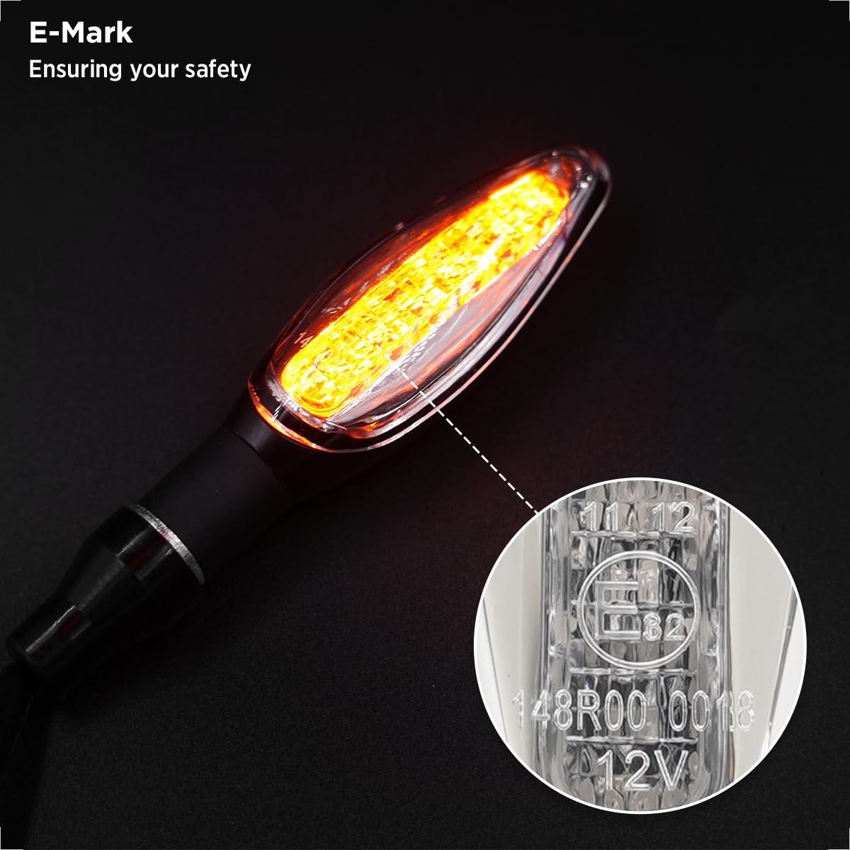 evermotor Uniwersalny 12 V, 4 sztuki, E32 kierunkowskazy LED, efekt wyścigowy, motocyklowa, uniwersalne, quad, kierunkowskazy, motocykl, Ip67, wodoodporne, E, testowane