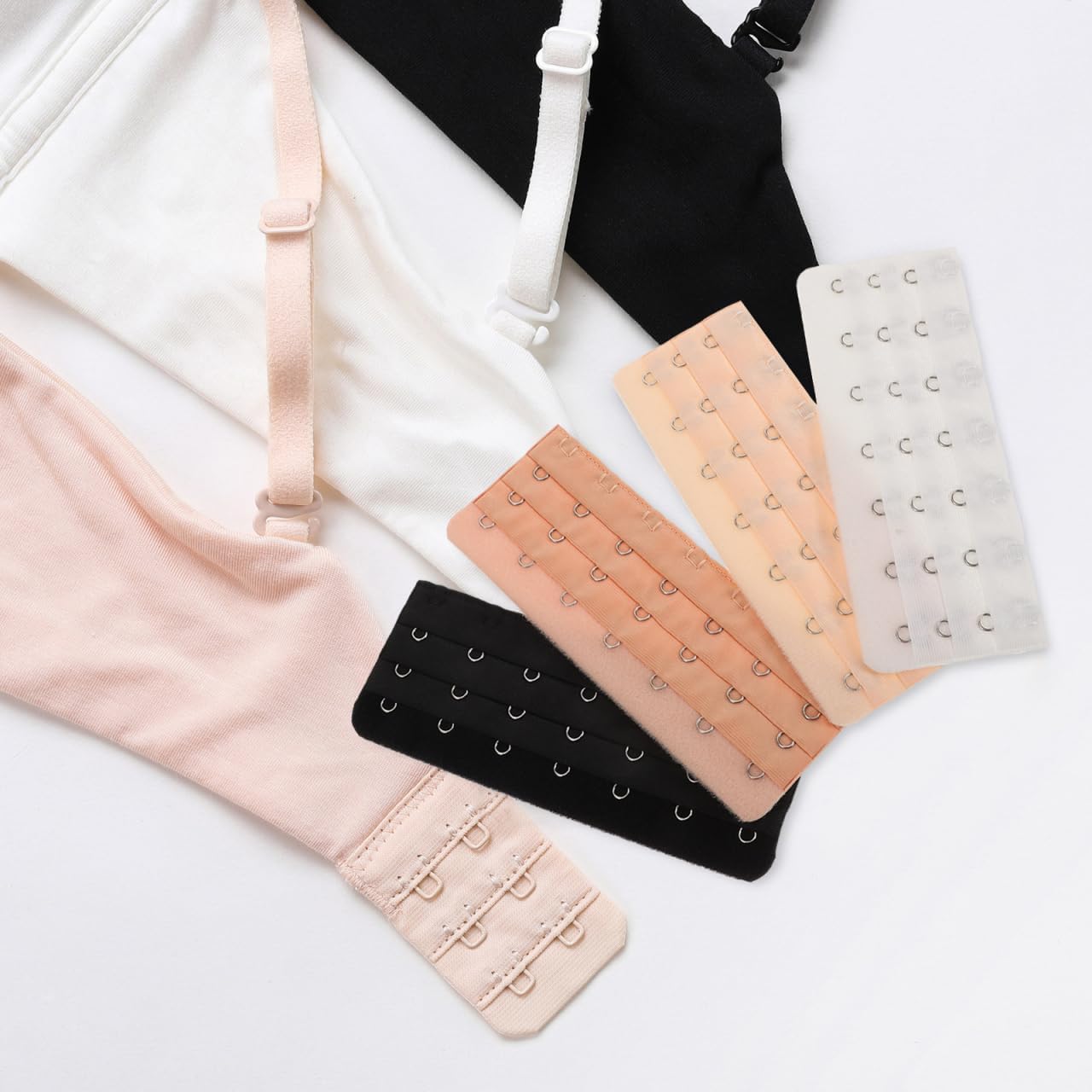 4pcs Women's Bra Extenders Comfortable Stretchy Extension Strap Lady's Extender Bra Band Assorted Color