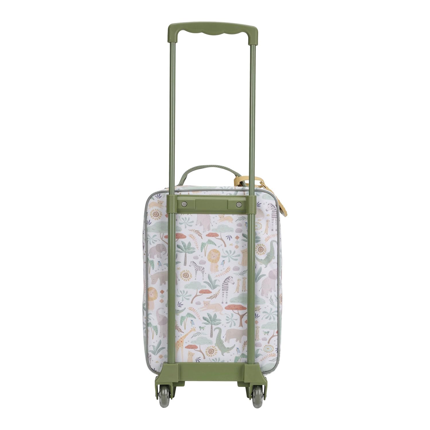 Little Dutch Kinderkoffer - Trolley - Reisekoffer - mit Teleskopstange und Rollen - Handgepäck - für Kinder Jungen und Mädchen - Unisex - Safari Friends - grün/weiß