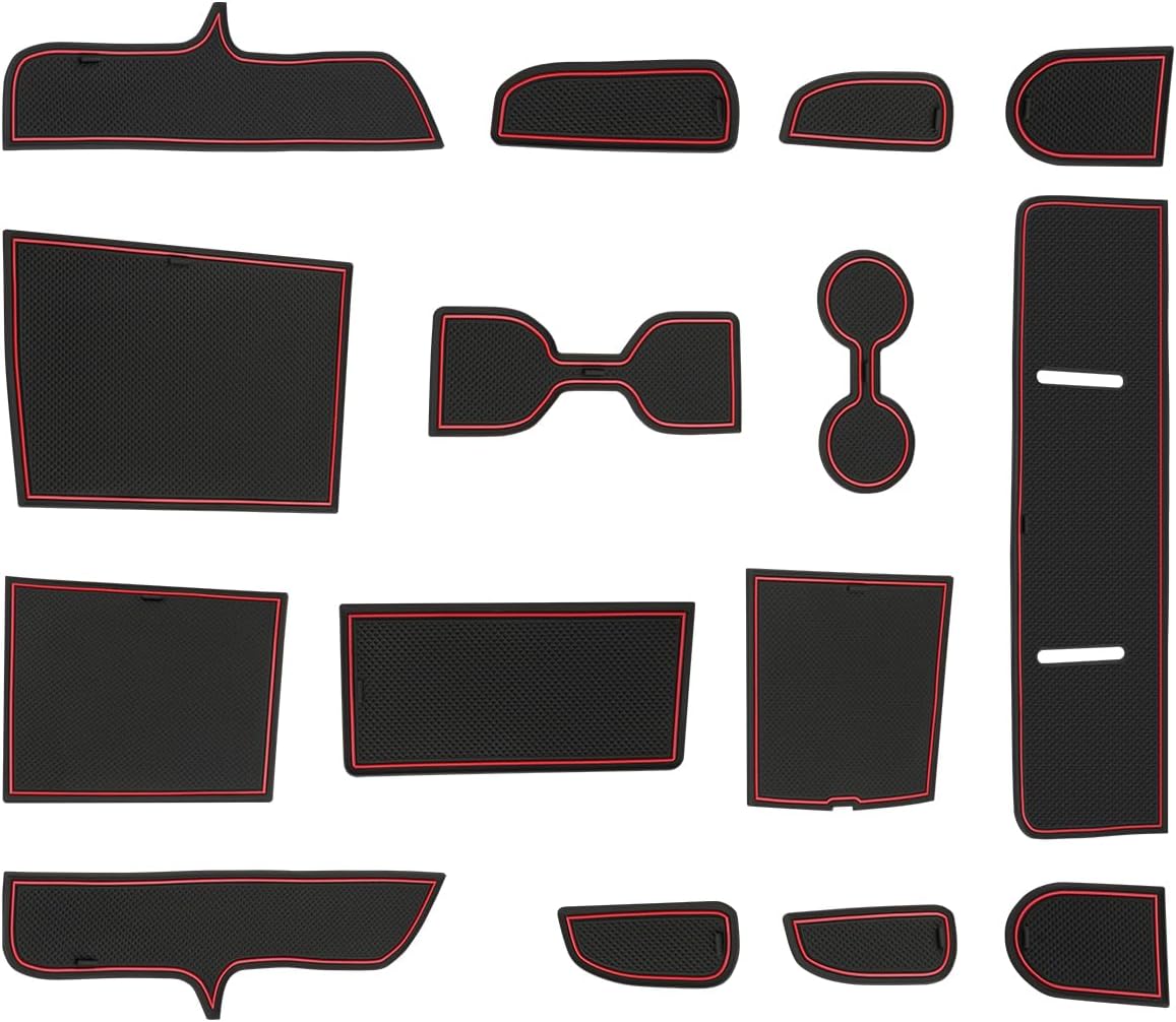 BIBIBO 15Pcs for 2025 Hyundai Tucson Gate Slot Mats Hyundai Tucson Interior Trim Door Slot Pads 2025 Tucson Console Insert Mats,2025 Tucson Non-Slip Pad 2025 Tucson Cup Holder Insert Mats (Red)