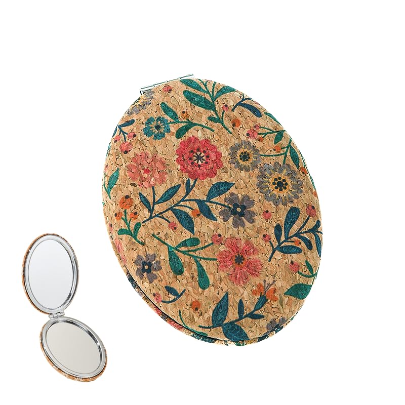 Image of Pocket Makeup Mirror | Small Compact Face Mirror for Makeup | Cute Waffle Design Portable Pocket Size Mirror for Purse & Travel (Oval + Green)