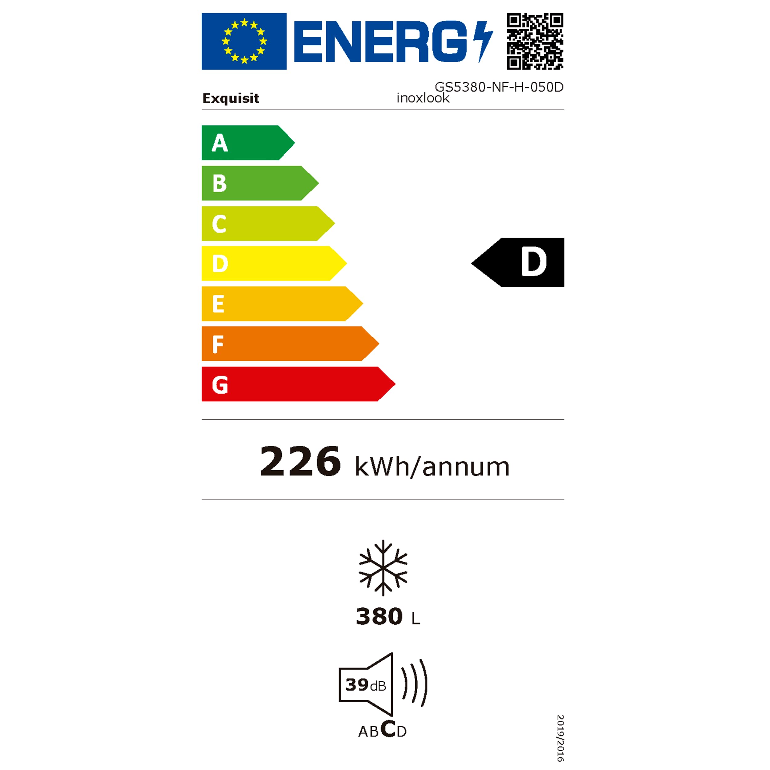 Exquisit® Congelador Vertical 380L No Frost Inoxlook Clase D Dual Digital | Control digital, congelación rápida, puerta reversible y medidas 185,5 x 71,0 x 71,0 cm