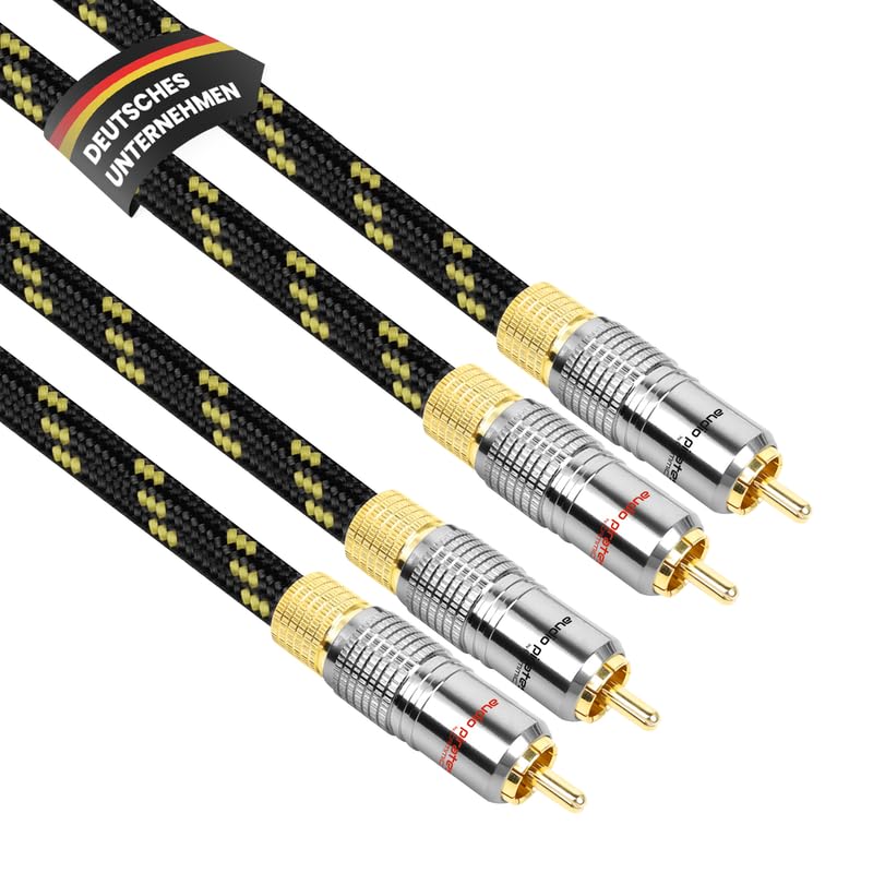 audio pirates by cammica Cinch Kabel 2x RCA Stecker auf 2x RCA Stecker, Audio-Kabel | High-End Audiokabel mit Goldkontakten (5 Meter)