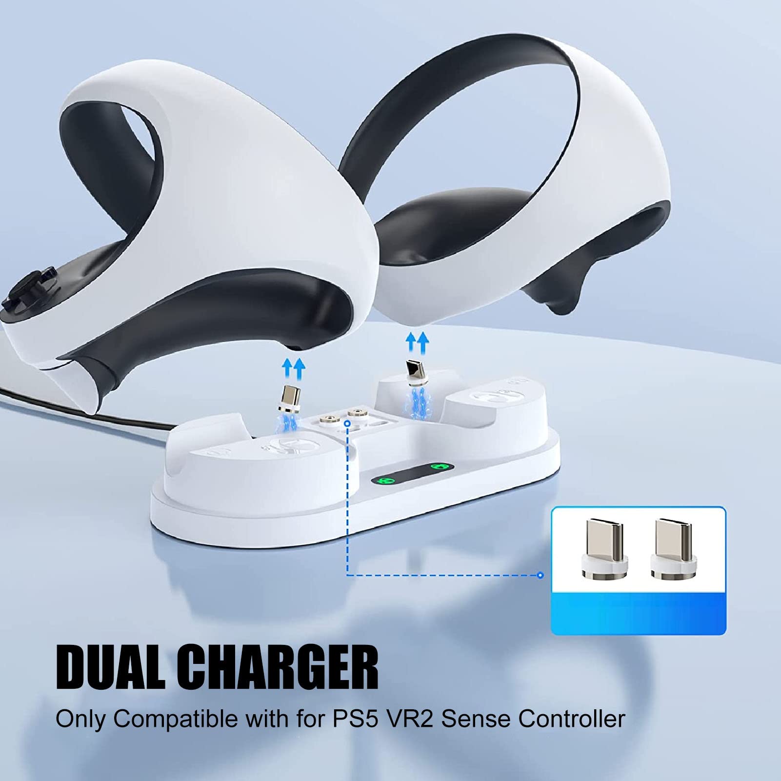 Stazione di Ricarica per Controller VR, Dock con Supporto e Doppio Caricatore Magnetico a Ricarica Rapida, Indicatore LED, per Controllori Sensore VR