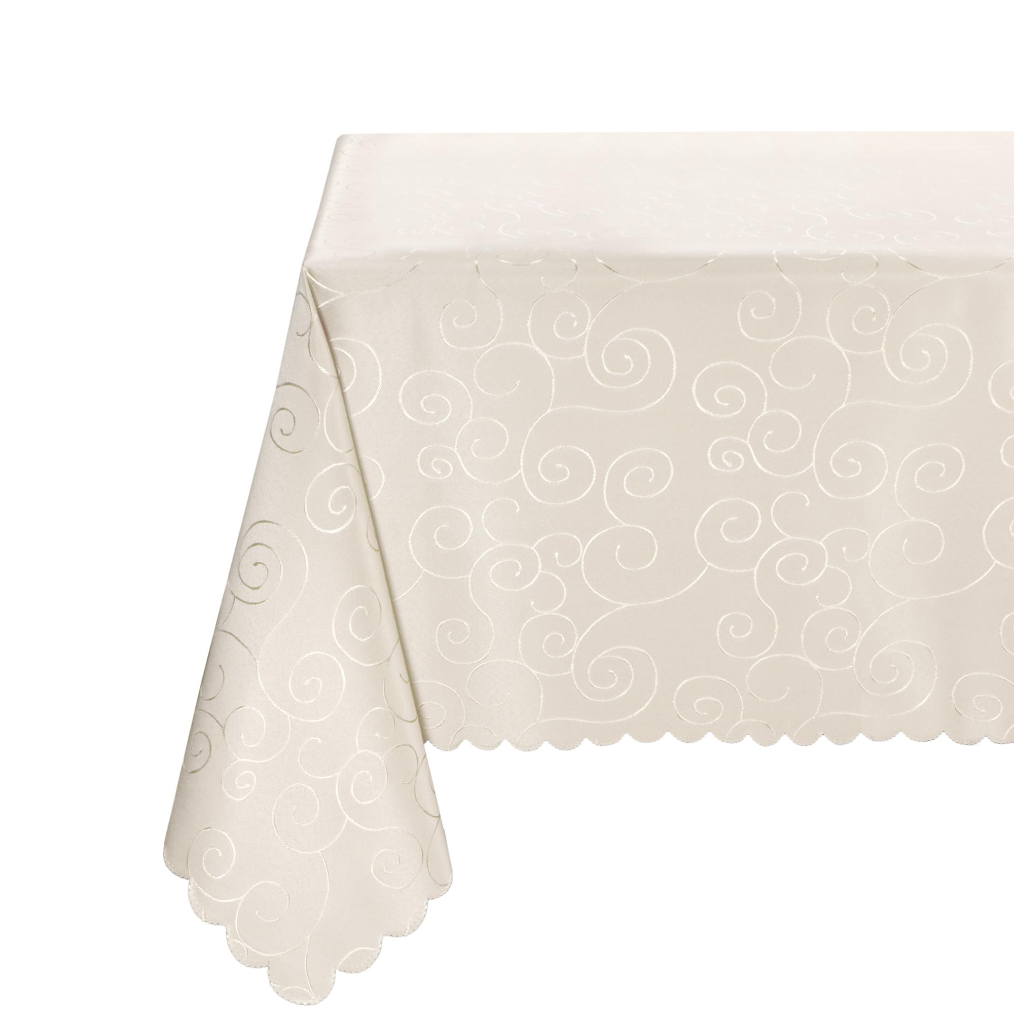 BEAUTEX Damast Tischdecke Ornamente eckig 160x300 Champagner bügelfrei edel | fleckenabweisend, Lotuseffekt, formstabil, strapazierfähig, eleganter Glanz, hochwertige Tischwäsche für Alltag und Anlass