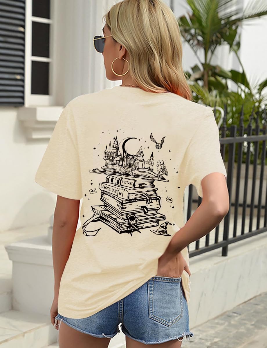 Magical Shirts for Women Book Magic Graphic T-Shirts Flourish and Blotts Shirts Wizard Tees Vacation Tops Costume Clothes - Image 4