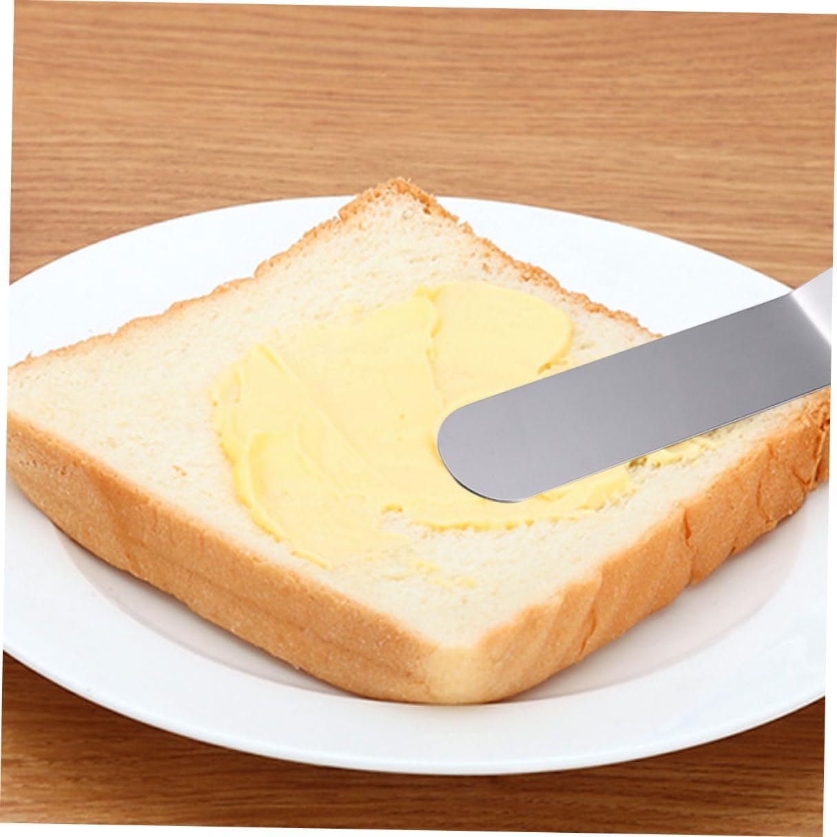 Uonlytech 2Pcs Stainless Steel Cake Cream Spatulas with Wood Handle Multipurpose Butter Scraper and Frosting Spreader Comfortable Grip Baking Tools for Decorating and Smoothing Cakes