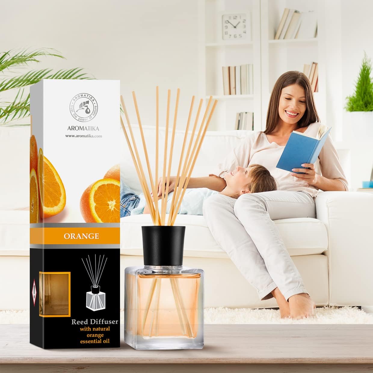 Orange Essential Oil Reed Diffuser with Natural Fragrance