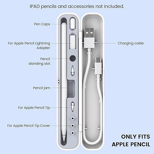Miniatura 2 de Estuche de transporte para lápices con tapa para Apple Pencil de 2 generación y 1 generación, estuche protector de transporte, soporte compacto y
