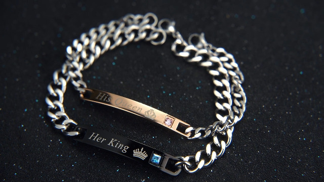 Jstyle 4Pcs Couple Necklace Bracelets Matching Set for Women Men