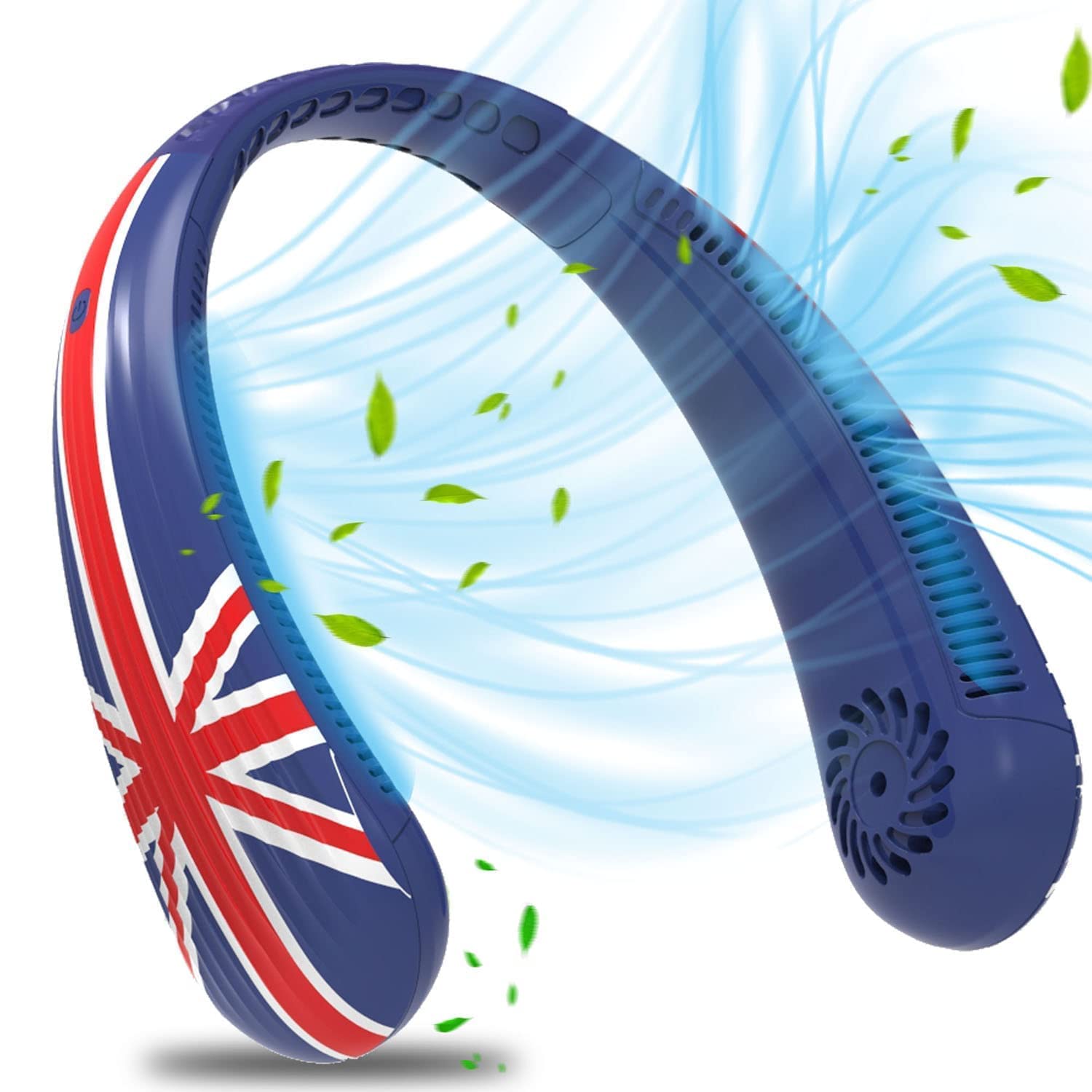 FAYHIJUNPortable Neck Fan Bladeless Rechargeable 4000 mah 3 Speed Neck Air Cooler Super Quiet Working Wearable Personl USB Neck Fans Men Women Kids (Navy)