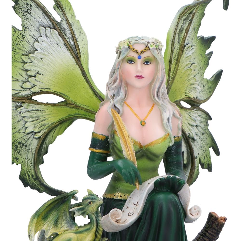 Nemesis Now Giada - Piccola fata della foresta con drago familiare, statua di fata da 31 cm, statuetta stravagante per fan del drago, decorazione gotica, collezionisti fantasy, figura in resina