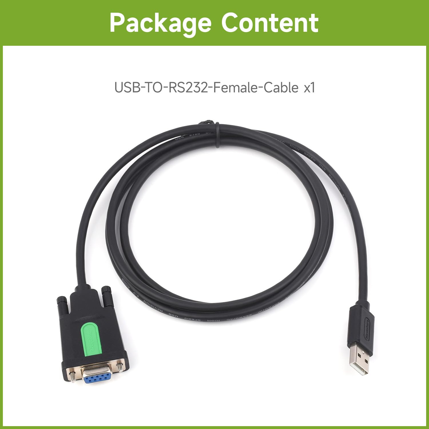 Waveshare Industrial USB to RS232 Adapter with Original FT232RL FTDI Chip,USB Type A to RS232 Female DB9 (9Pin) Serial Converter Cable for Cashier Register,Modem,Scanner,Digital Cameras, 5FT/1.5m
