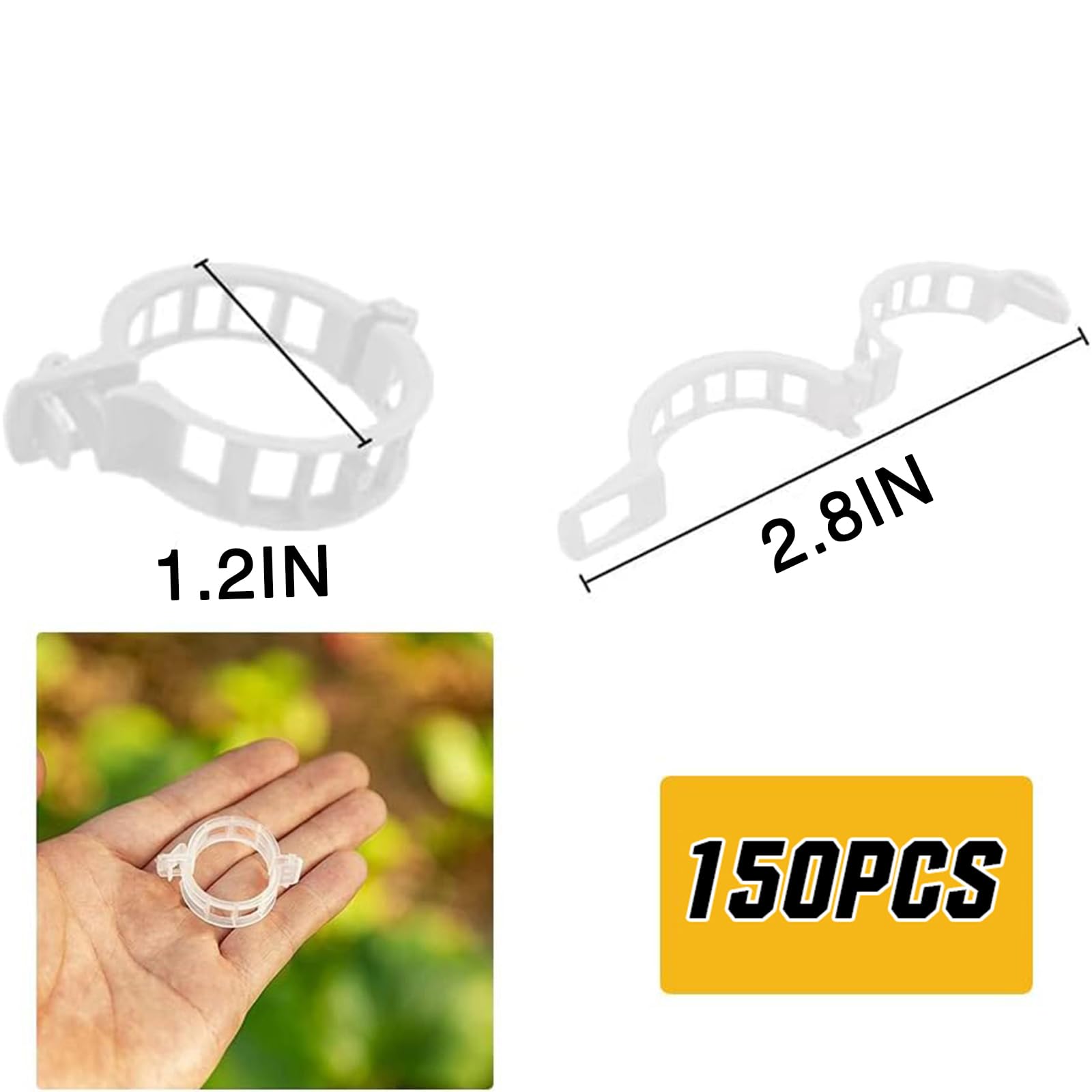 Komzlait 150 PCS Secured Plastic Plant Clip, Plant Support Clips, Garden Clips for Climbing Plants, Plastic Trellis Clips Plant Support Clips Tomato Grape Vine Vegetables Plant Fixing Clips…