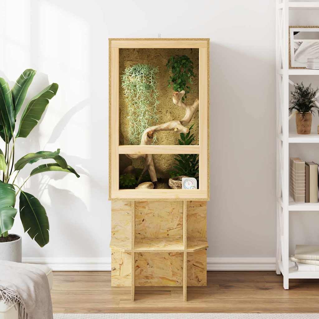OSB Terrarium 50x50x80 cm Reptilienhabitat für Reptilien Amphibien Nagetiere mit Glasfront und Thermometer