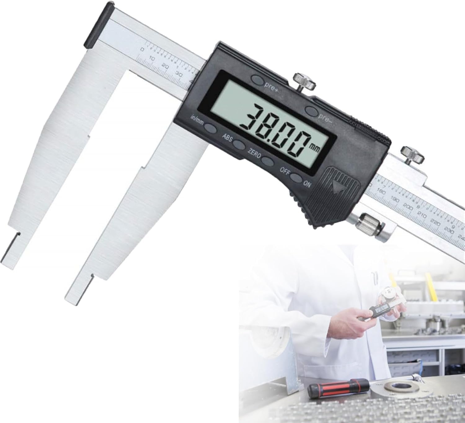 Suwmiarka Cyfrowa 0–800 Mm/31,5 Cala – Przyrząd Pomiarowy O Szerokim Zakresie Pomiaru I Długich Szczękach, Elektroniczna Z Noniuszem Do Pomiarów Wewnętrznych Zewnętrznych