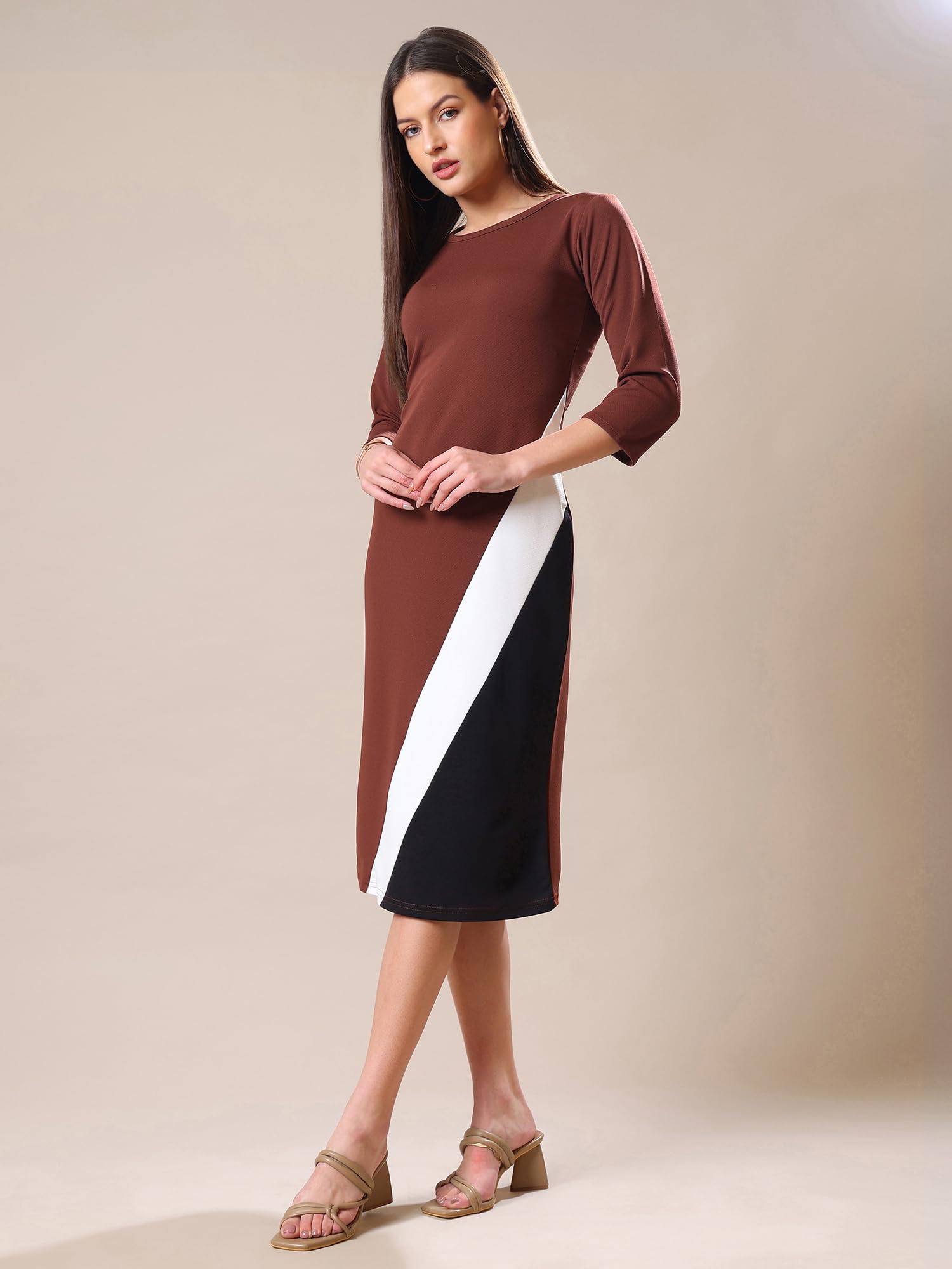 Purvaja Womens Bodycon Knee Length Dress(Lucy-342-348) (Bely-193_M_Black)
