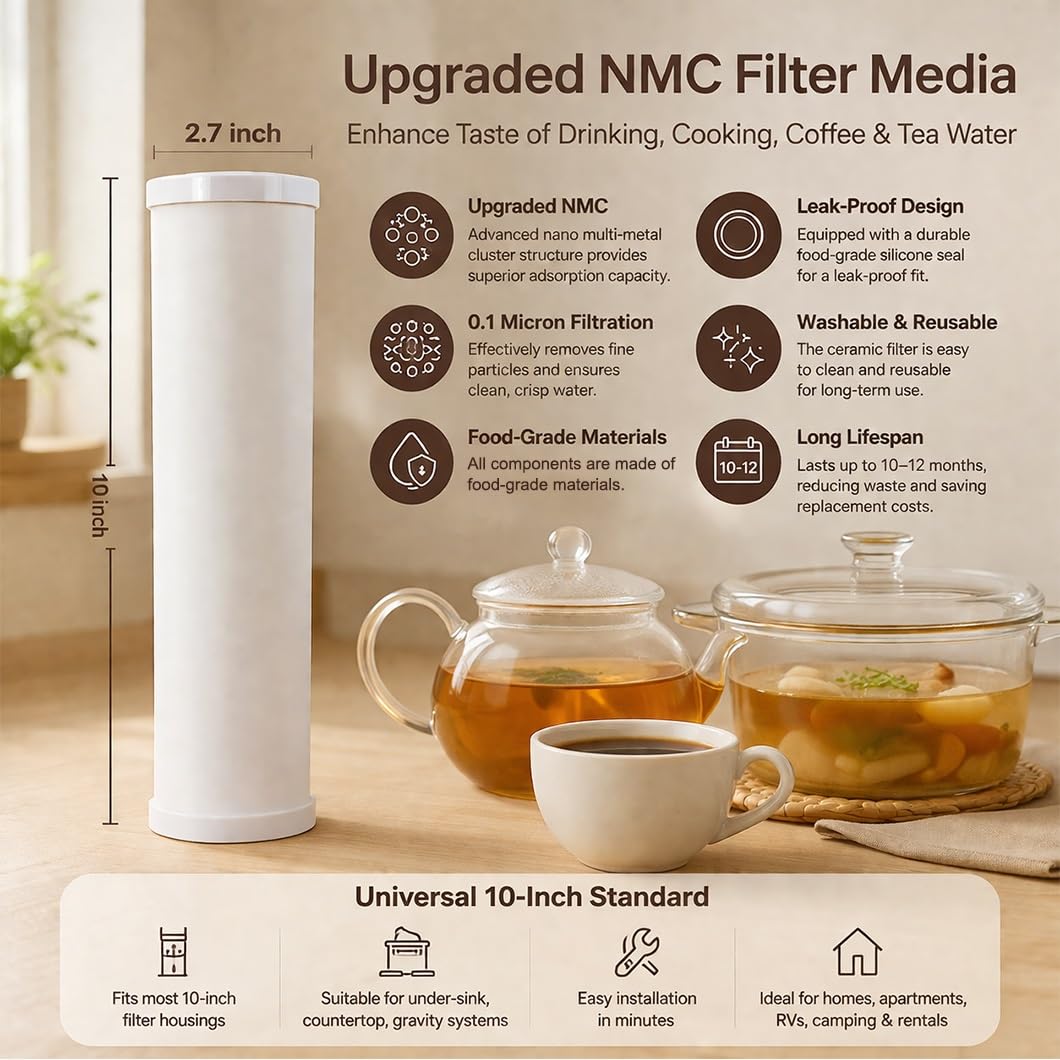6 sztuk ceramicznych wkładów filtracyjnych zamiennych 10x2,7in,0,1 mikrona,odpowiednich filtrów wody blat,prefiltracji odwróconej osmozy systemów filtracji grawitacyjnej
