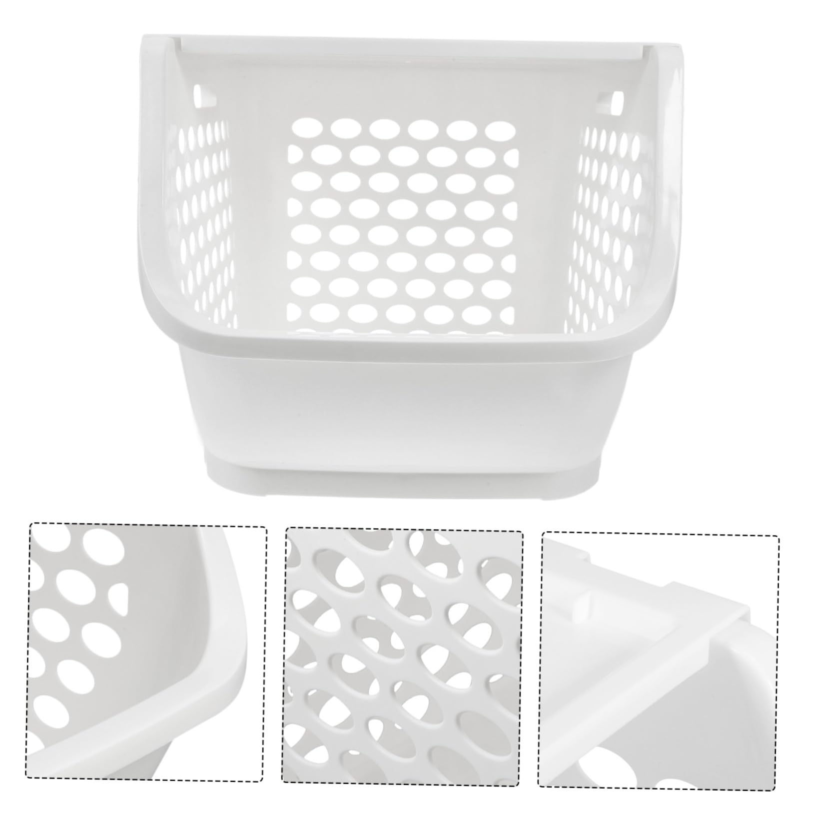 IMIKEYA Panier de Rangement Empilable Conservation Fraîcheur Design Gain de Place Plastique Blanc pour Fruits et Légumes pour Plan de Travail Cuisine