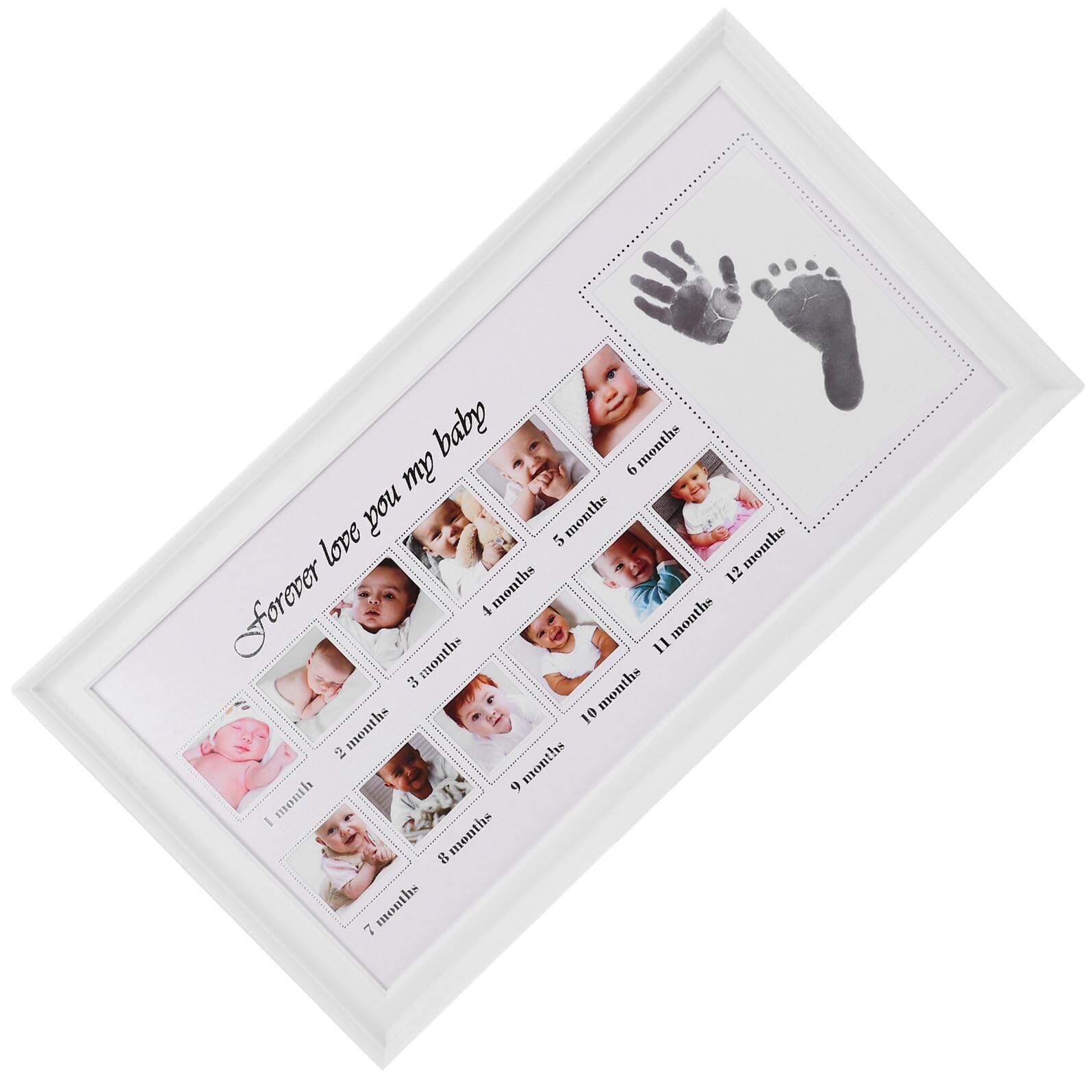 Marco de Fotos de Pp y Pvc para Bebés Huellas de Manos y Pies Marco Elegante Blanco Obsequio Adecuado Decoración para Pared y Mesa para Nuevos Padres
