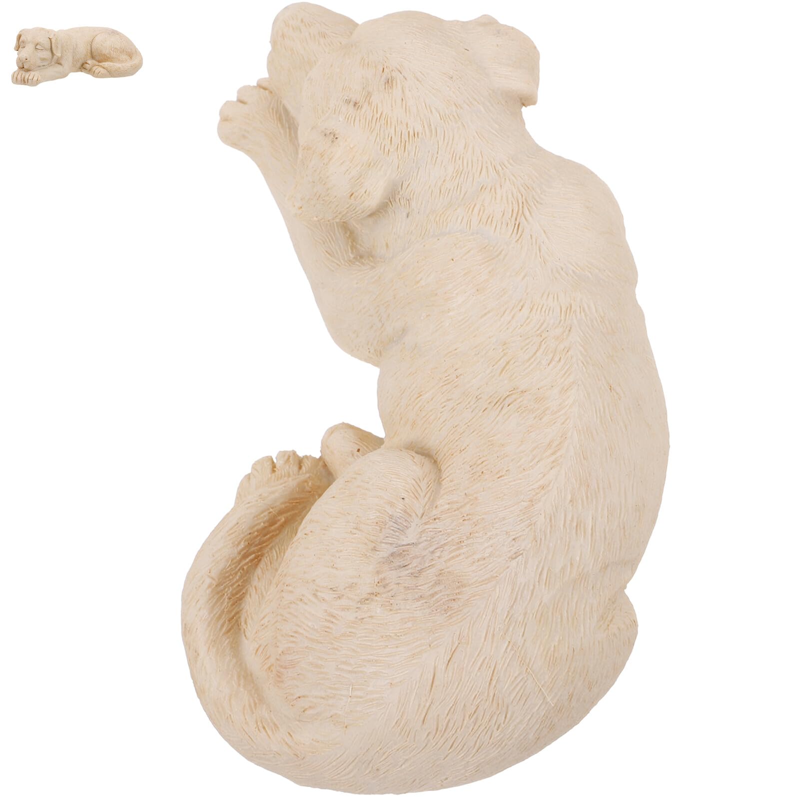 Lápida Conmemorativa de perro en resina beige crema para recuerdo eterno en el jardín