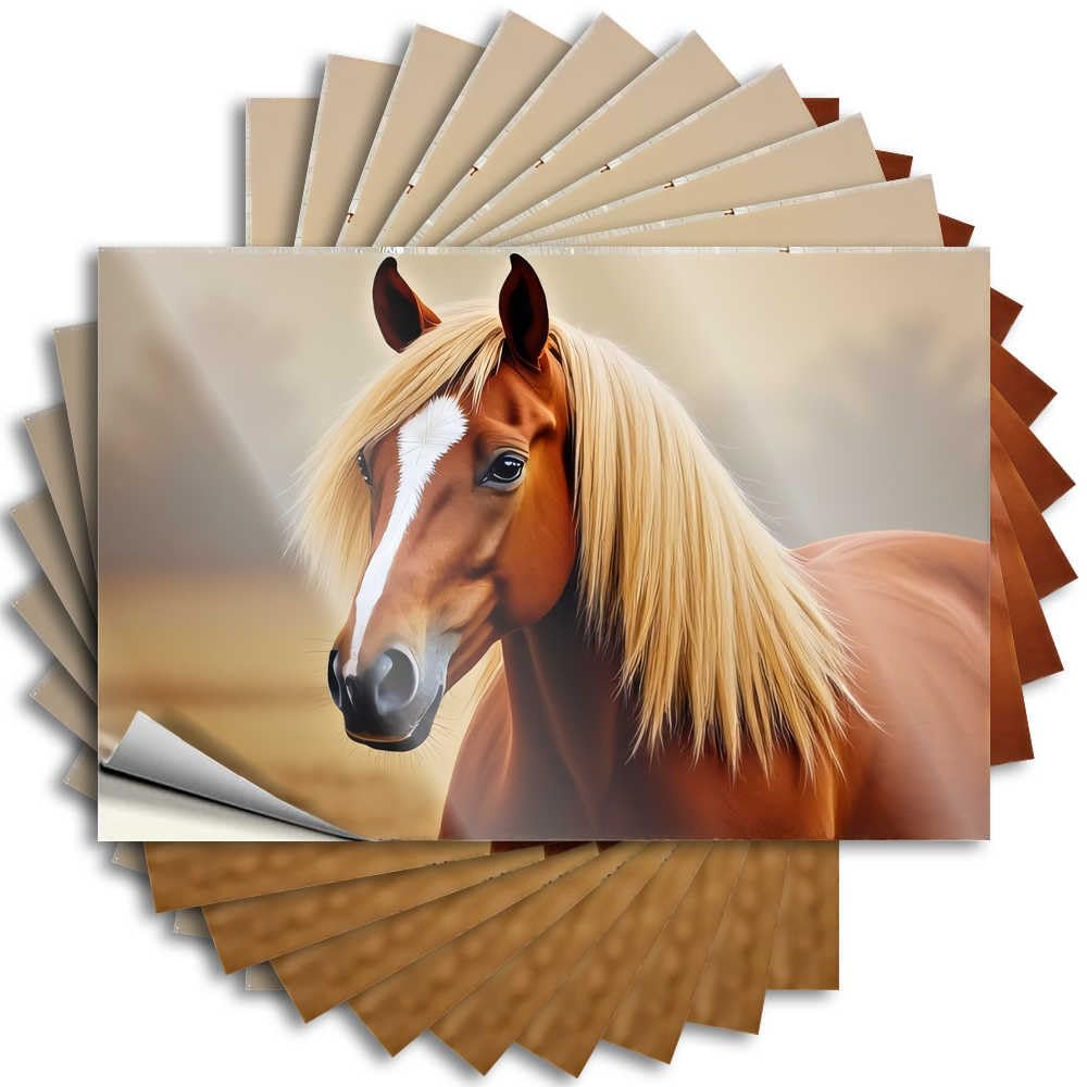 Fzfn Girls Colour Saying Core Durable Vinyl - Golden Mane Horse Portrait Door For Billiard Use(12X18cm)