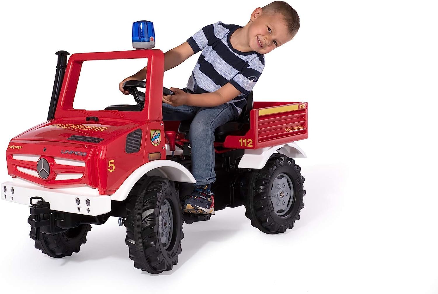 Rolly Toys Fire Unimog Pompier Edition 2020 Voiture à pédales 3-8 Ans avec remorque