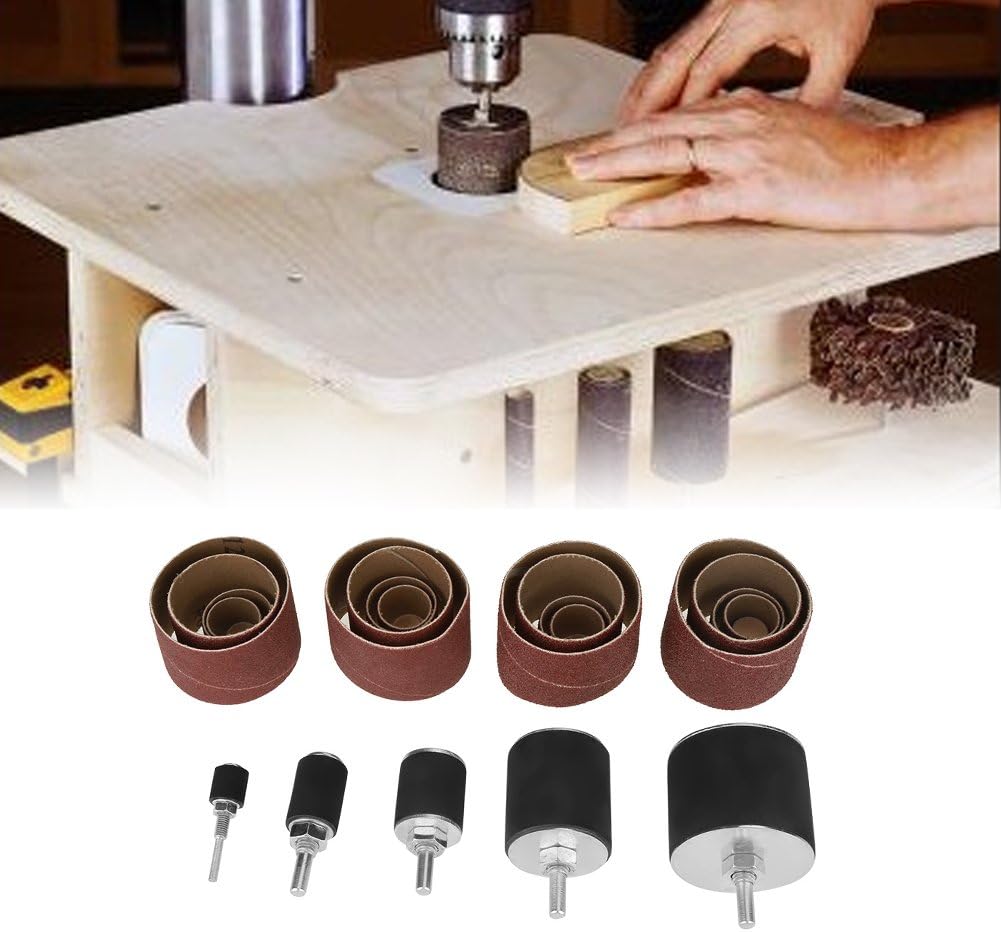 Sanding Kit Spindle Sanding Drum Sander Tool Kit Set with Case for Drill Press, 25pcs Rubber Sanding Drums, 180 Grit, Portable