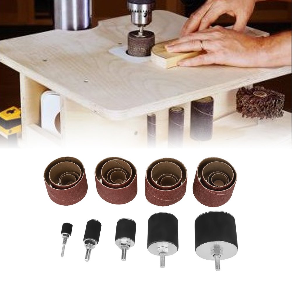 EVTSCAN Latest 25pcs Spindle Sanding Drum Sander Tool Kit Set with Case for Drill Press Spindle Sander Sleeves