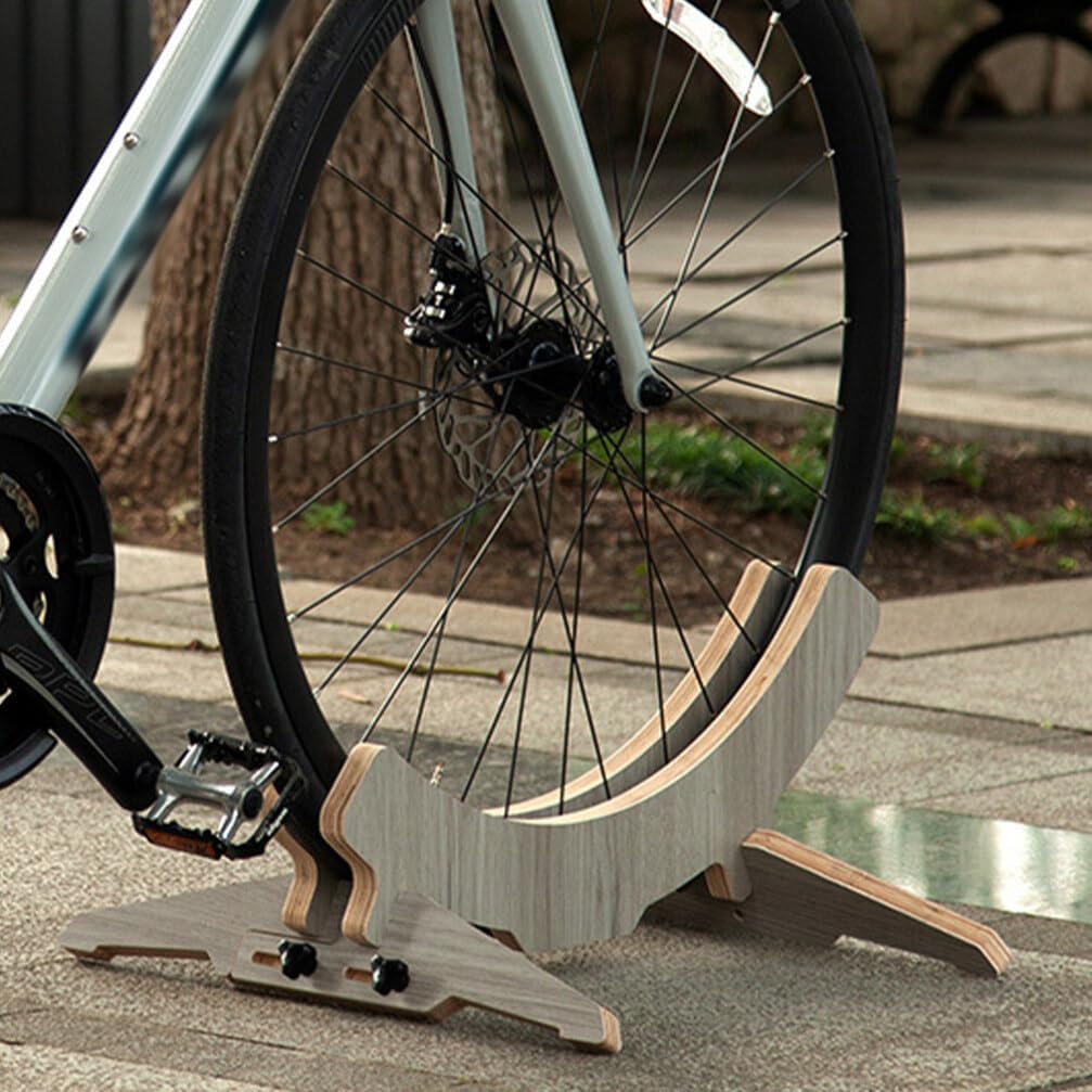 Angoily Bike Floor Stand,Adjustable Wooden Bike Stand Floor Single Bike Stand for Mountain and Road Bike Indoor and Outdoor