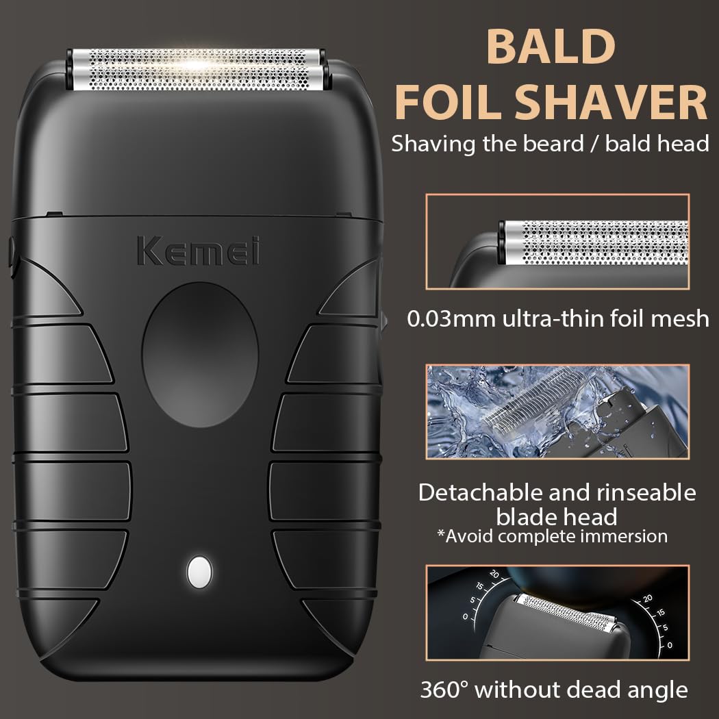 Amazon | KEMEI KM-2293 3ピース コードレス バーバーキット ホイル