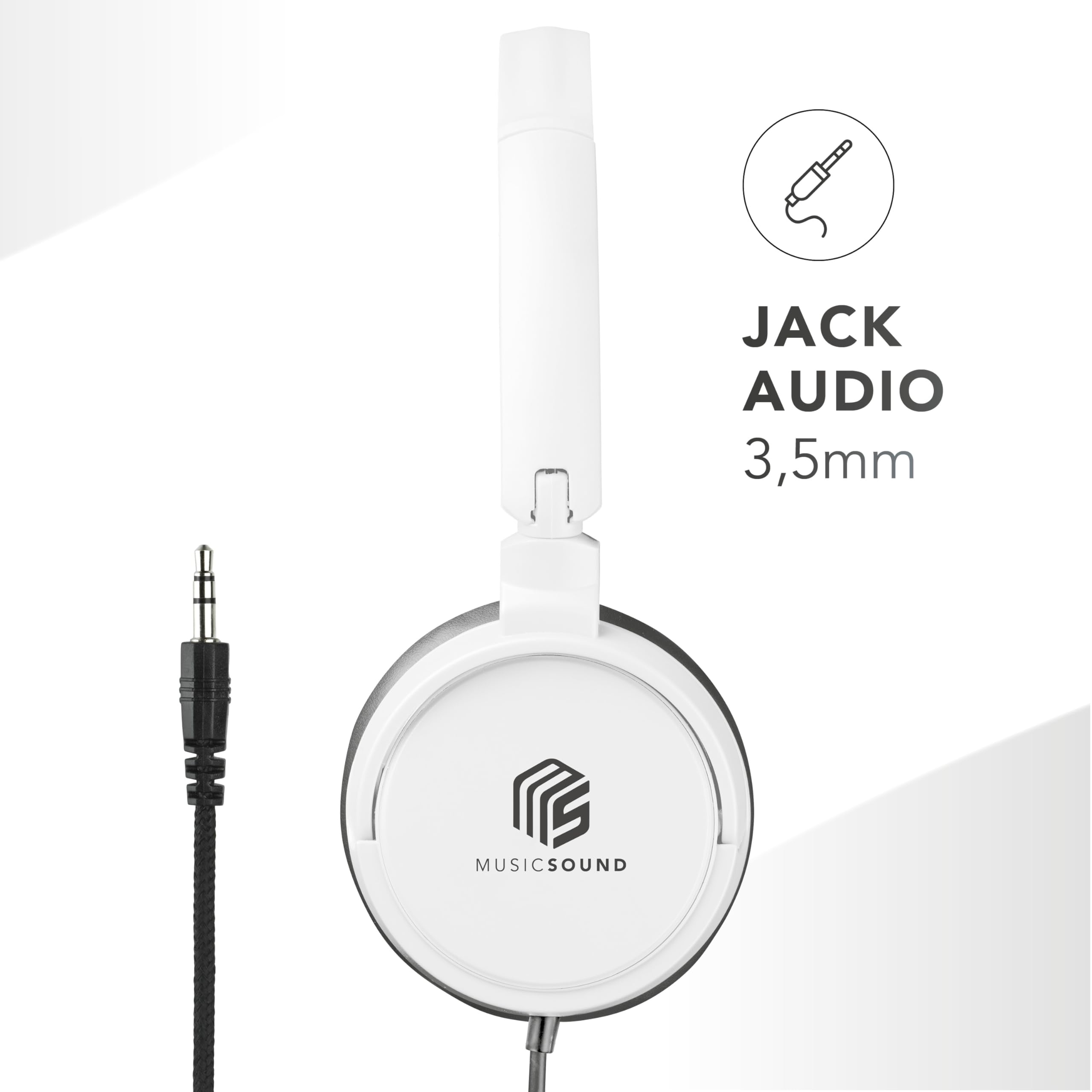 Cuffie On Ear Pieghevoli HEADBAND filo Basic con Microfono Jack 3.5 mm Bianco