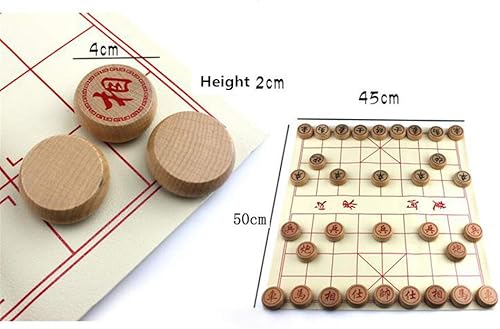 Miniatura 5 de GoodPlay Juego de ajedrez chino de madera de haya Xiangqi Juego de viaje con caja de madera y tablero de ajedrez de cuero