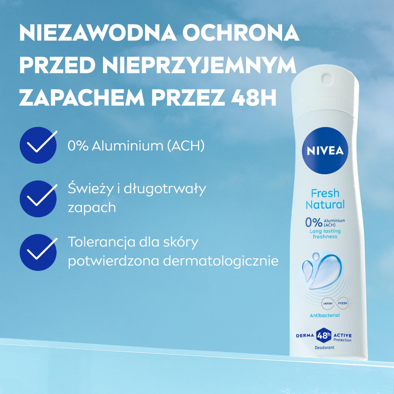 NIVEA Fresh Natural 48 H Dezodorant w sprayu dla kobiet 150 ml