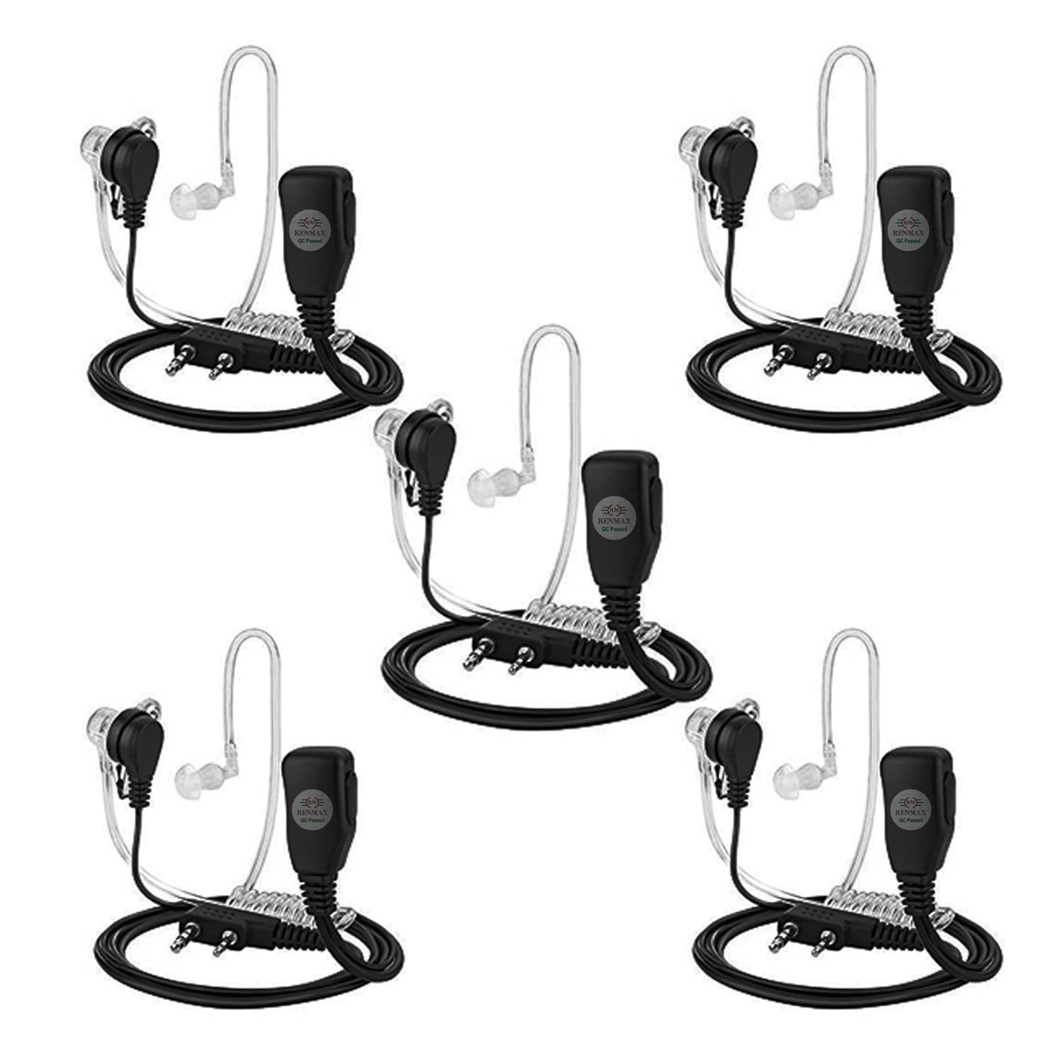RENMAX Air Acoustic Tube Covert Earpiece Throat Mic Air Tube Earpiece Headset for Walkie Talkie Models VU-5R, F-888S (Pack of 5)-image-18
