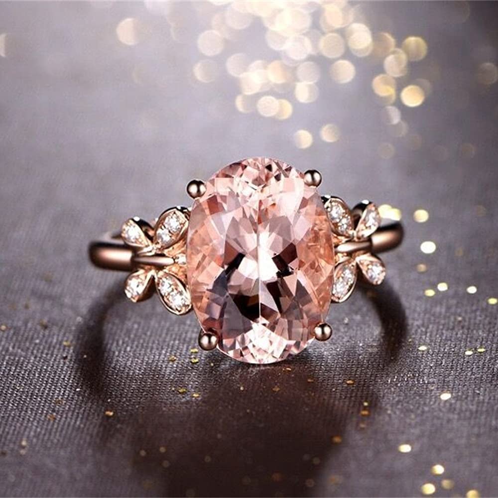 FZO Creative 925 Sterling Silver Women Butterfly Ring Shiny 18K Rose Gold Morganite Ring CZ Zircon Pink ?Gemstone Ring Eternity Engagement Wedding Band Ring Promise Party Ring for Women ST.330 (7)