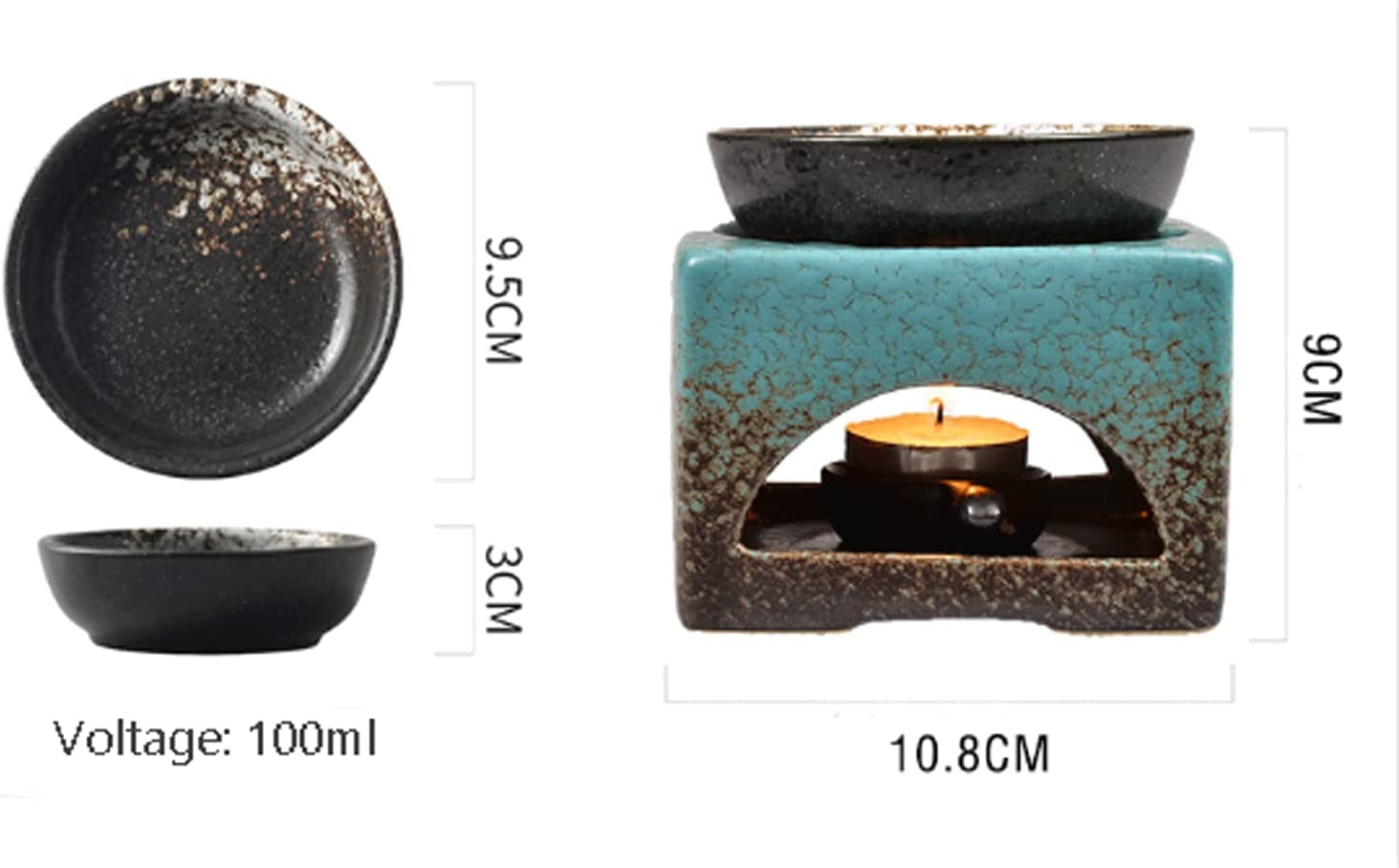 Bruciatori di cera fusa, bruciatori di oli essenzi Scaldaolio profumato Bruciatore di olio essenziale diviso Stufa di aroma di ceramica in stile cinese Diffusore di aroma di incenso for calmare i nerv