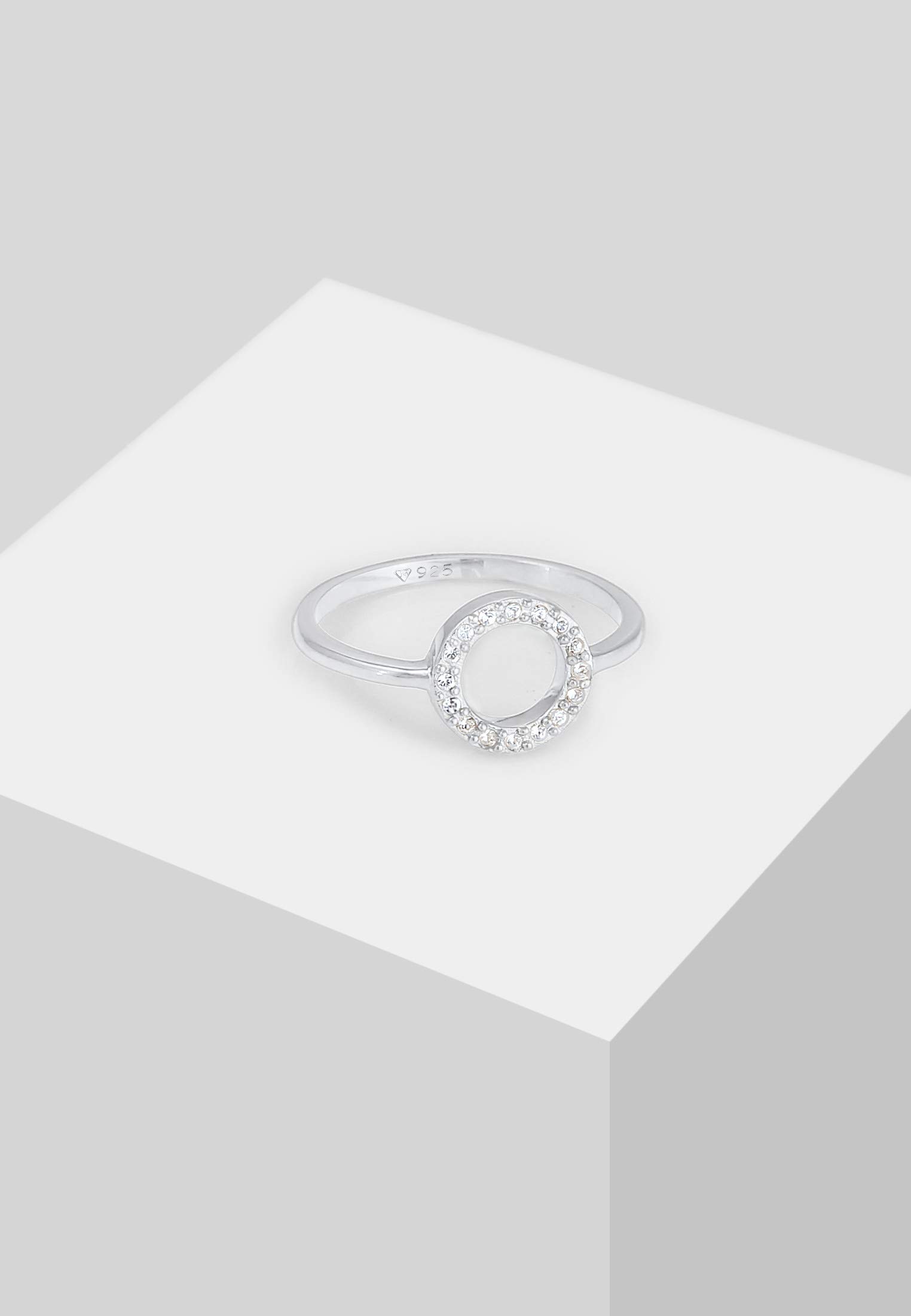 Elli Ring Damen Kreis Filigran Geo mit Kristallen 925 Silber