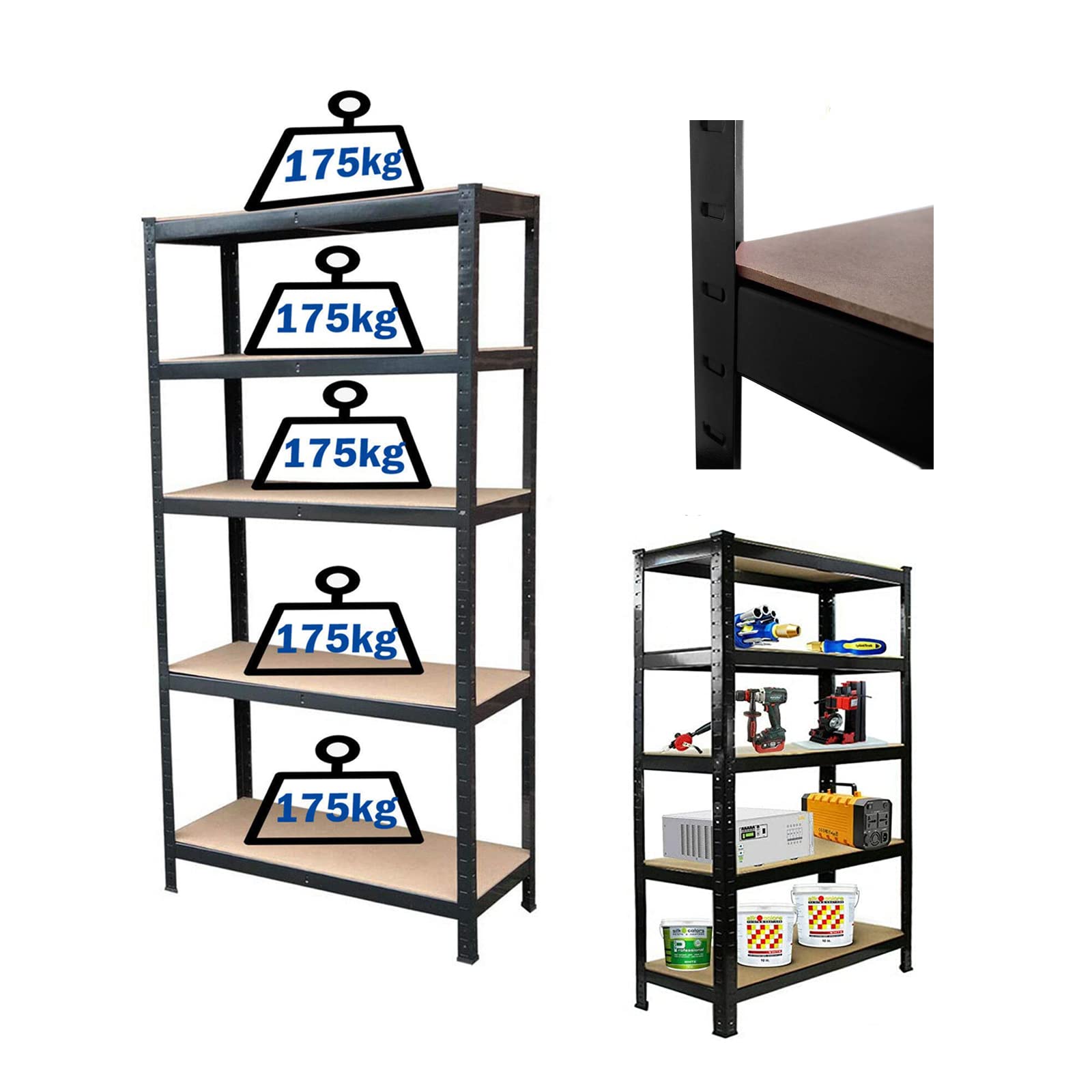 Buy 5 Tier Shelving Unit 150x70x30cm Heavy Duty Metal Shelf Warehouse