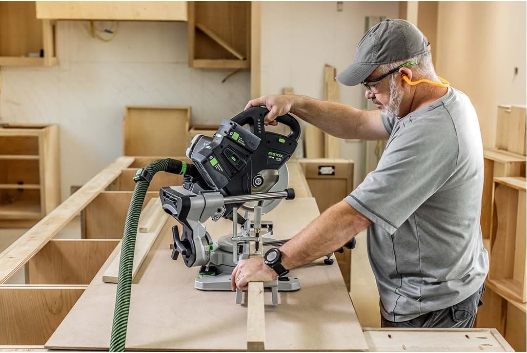 Festool KAPEX KSC 60 EB-Basic Cordless Sliding Compound Miter Saw (576848) with 18V Energy Set, 2x 8.0Ah Batteries & SCA16 Charger (577328)