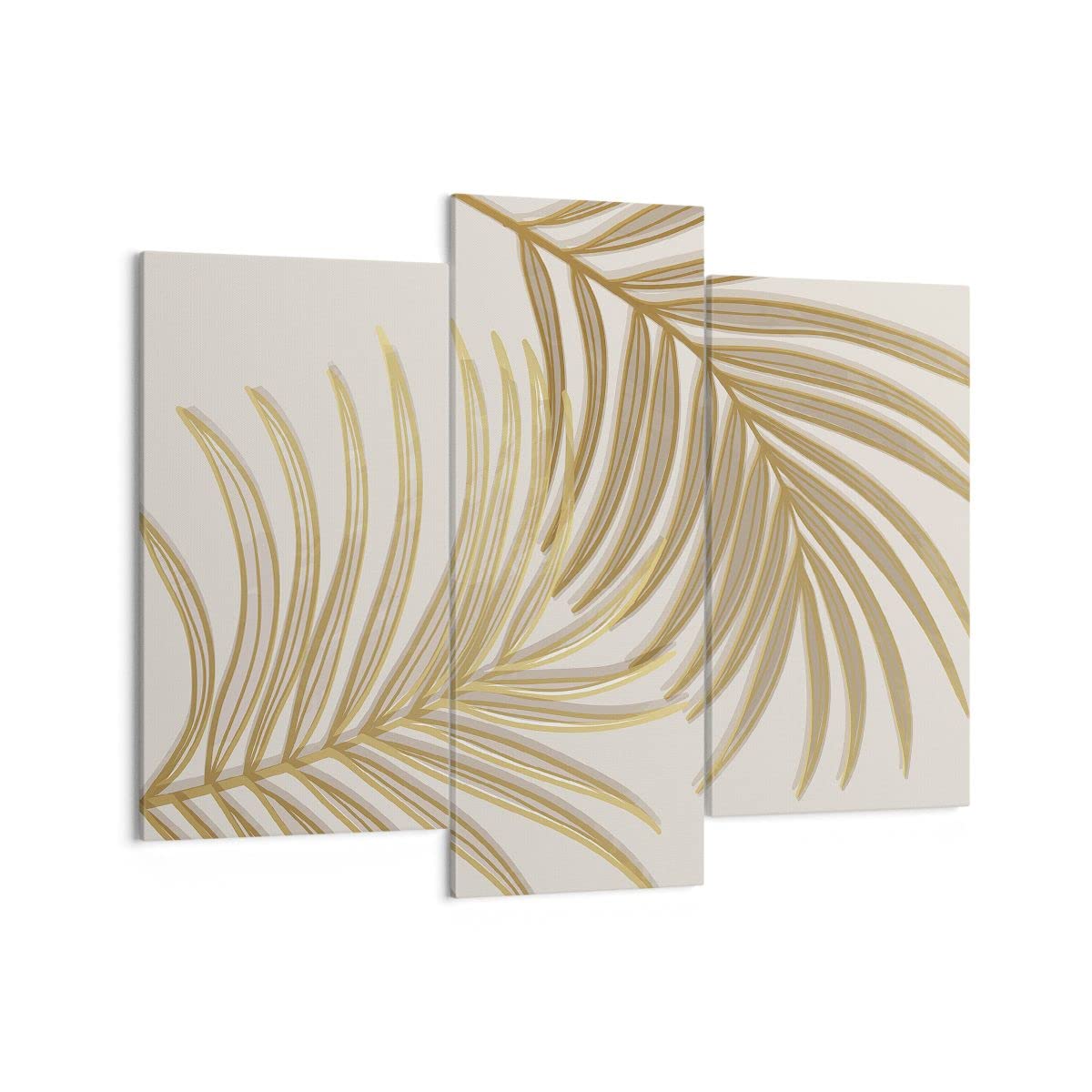 Tableau triptyque 130x100cm de feuilles de palmiers or pour salon - 7