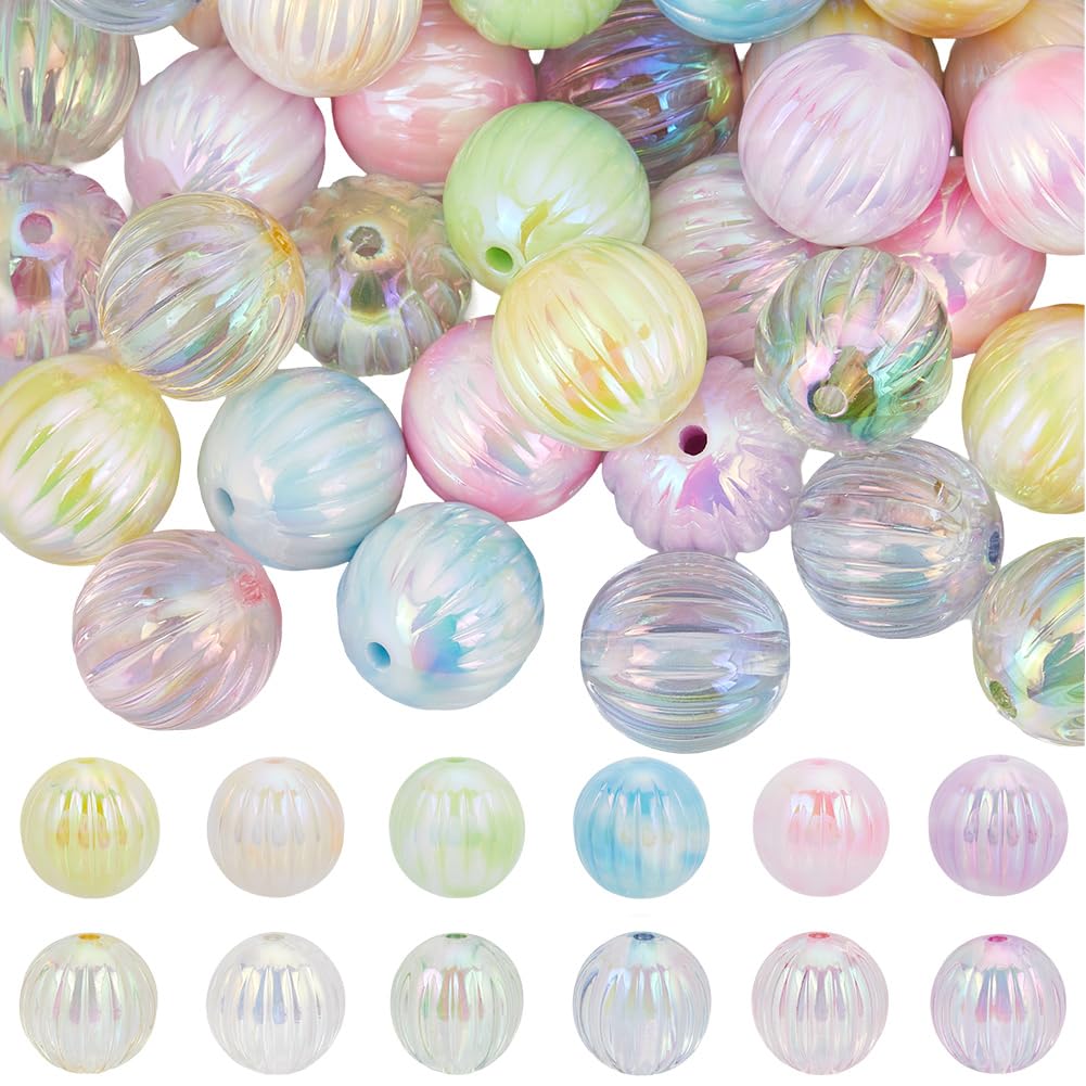 Perles Focales Citrouille 12mm en acrylique brillant pour création de bijoux et stylos